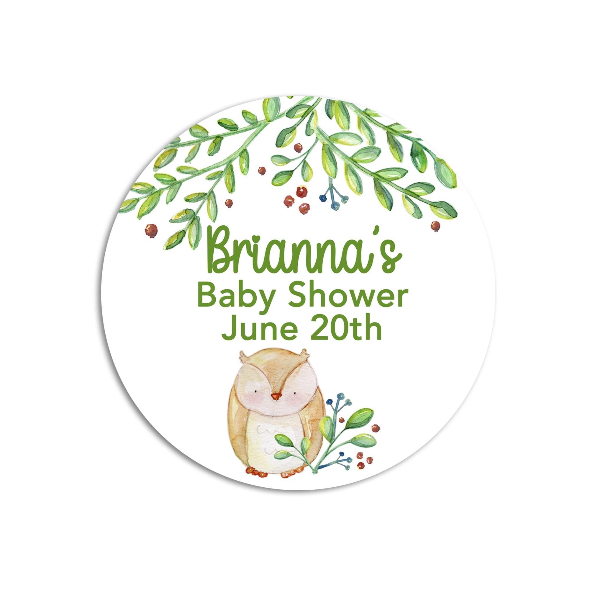Woodland Baby Shower Favor Stickers, Woodland Animals Baby Shower Labels, Printed Baby Shower Thank You Labels, Greenery Baby Shower