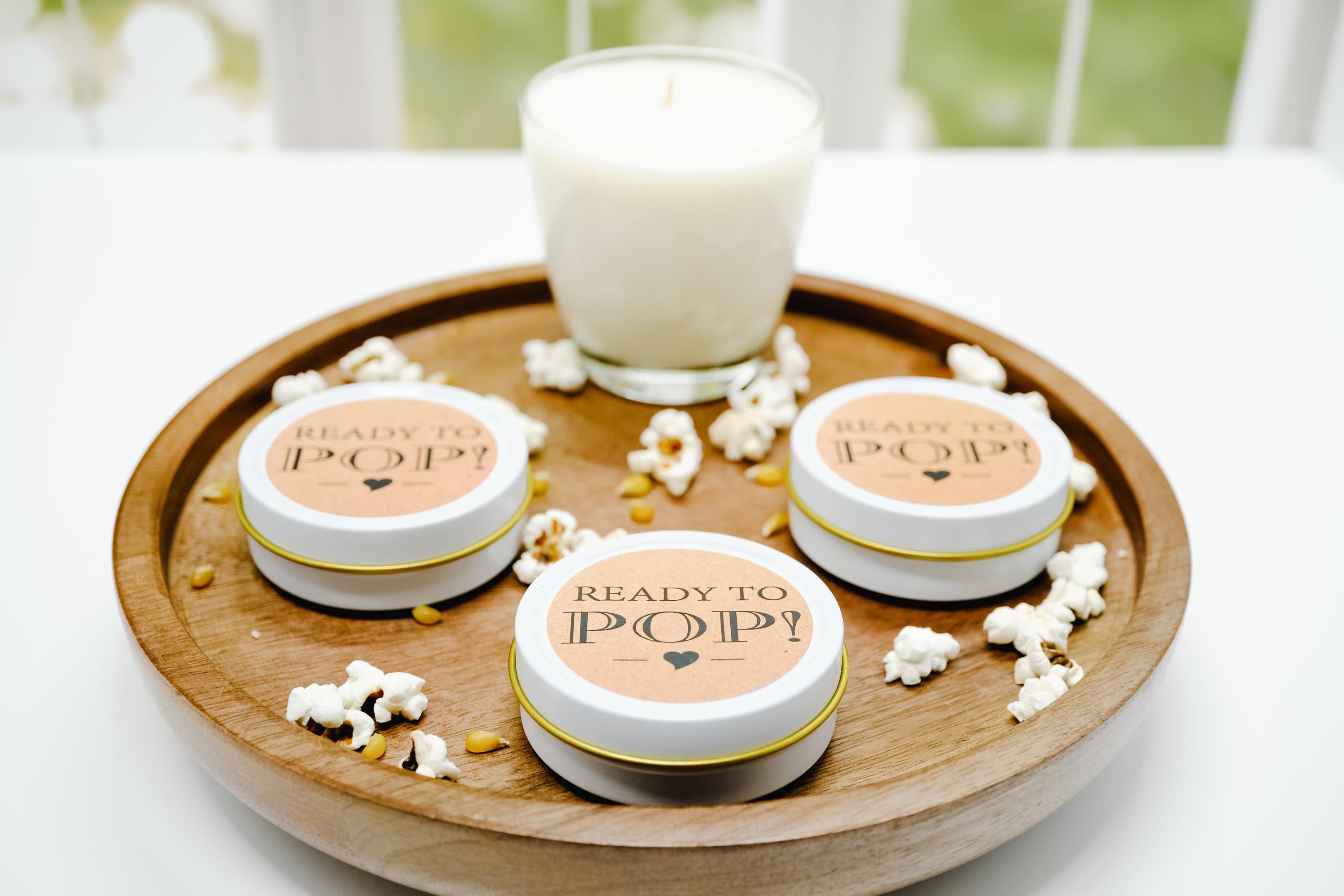 Ready To Pop Baby Shower Kraft Stickers, About To Pop Round Popcorn Labels