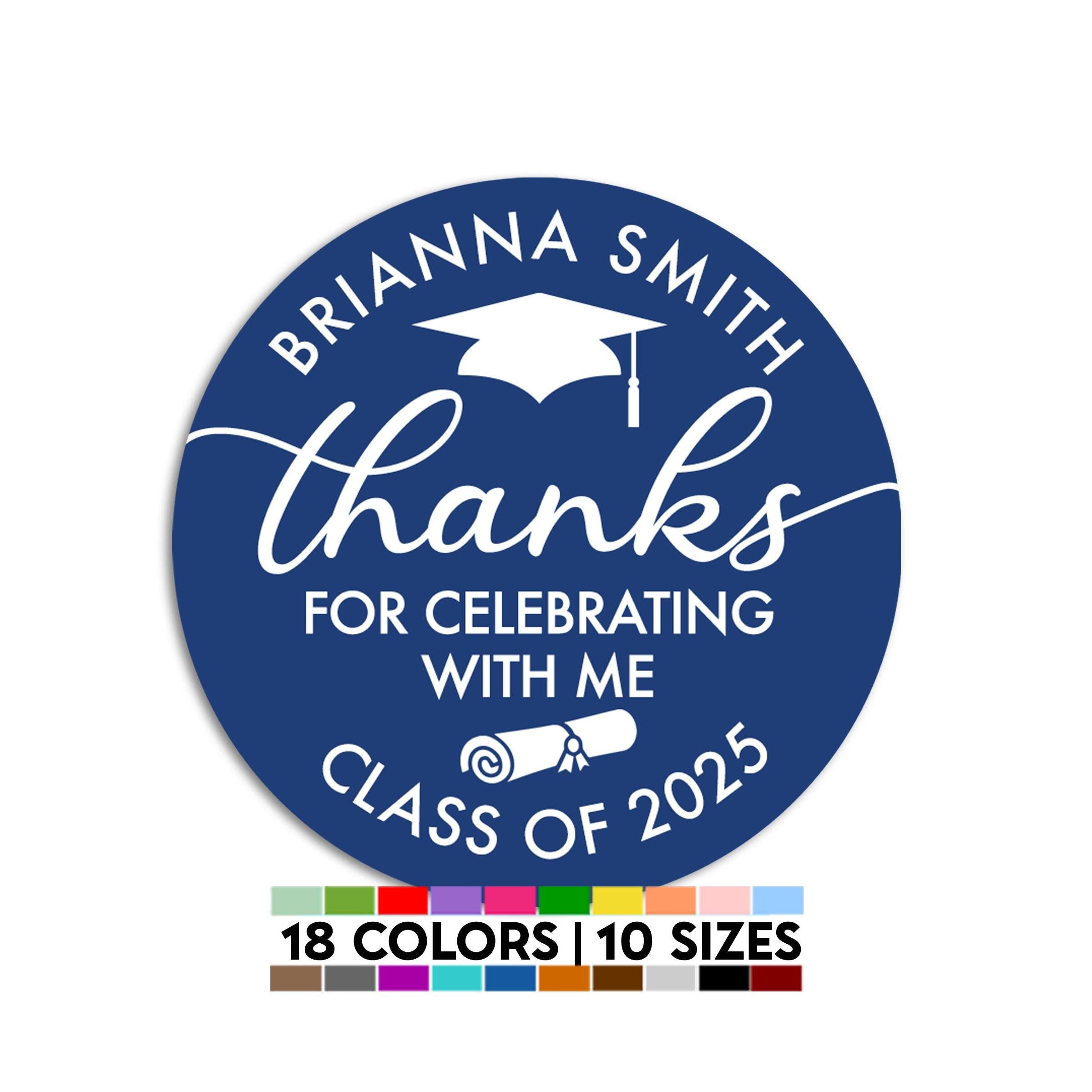 Thanks for celebrating with me Class of 2025, Graduation Party Thank You Stickers, Grad Thank You Stickers Cap Diploma, Senior Graduate