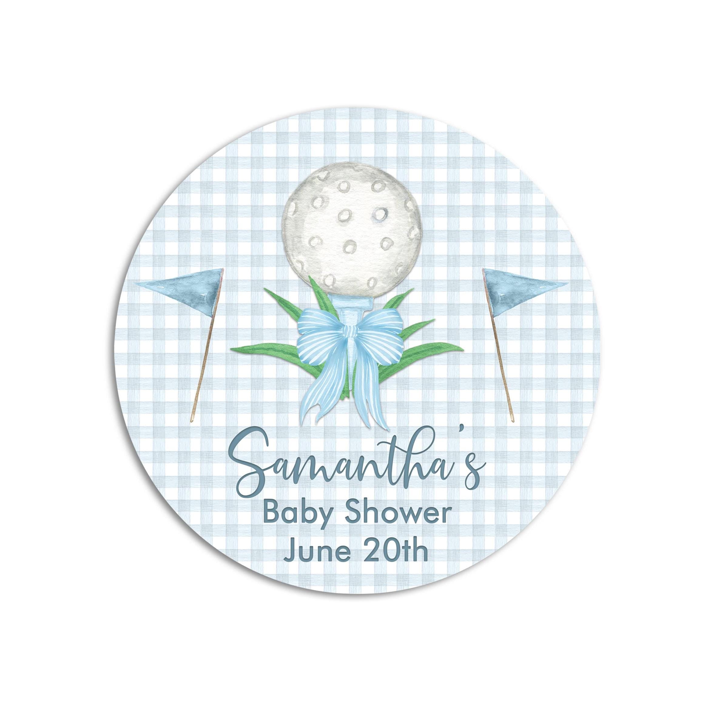 Golf Blue Baby Shower Sticker Favors, Personalized Tee Time Favors Labels, Baby Shower Custom Stickers, Its A Boy Baby Shower Favor