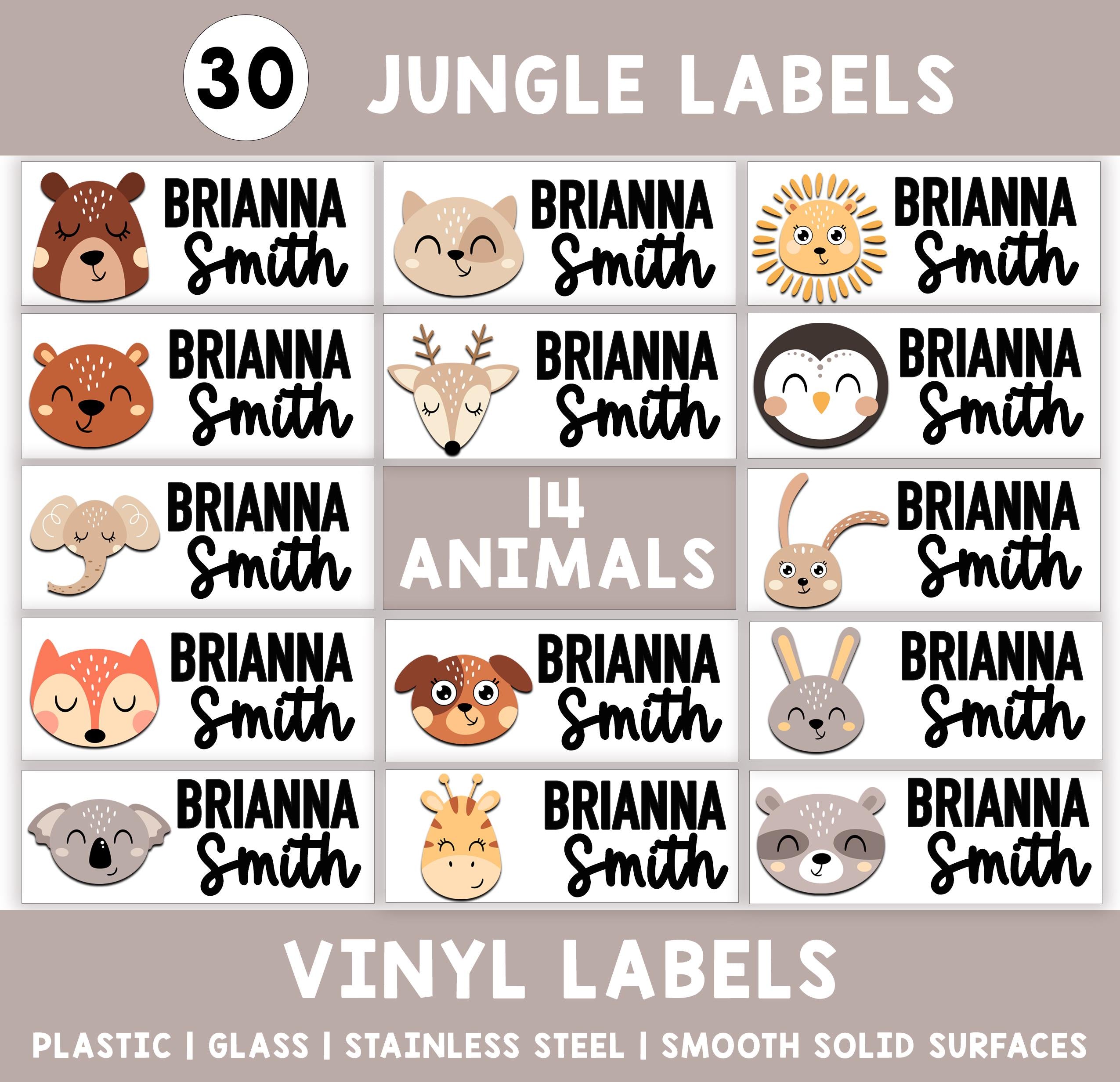 Personalized Jungle Name Labels, Waterproof Animals Stickers, Supplies for Back to School