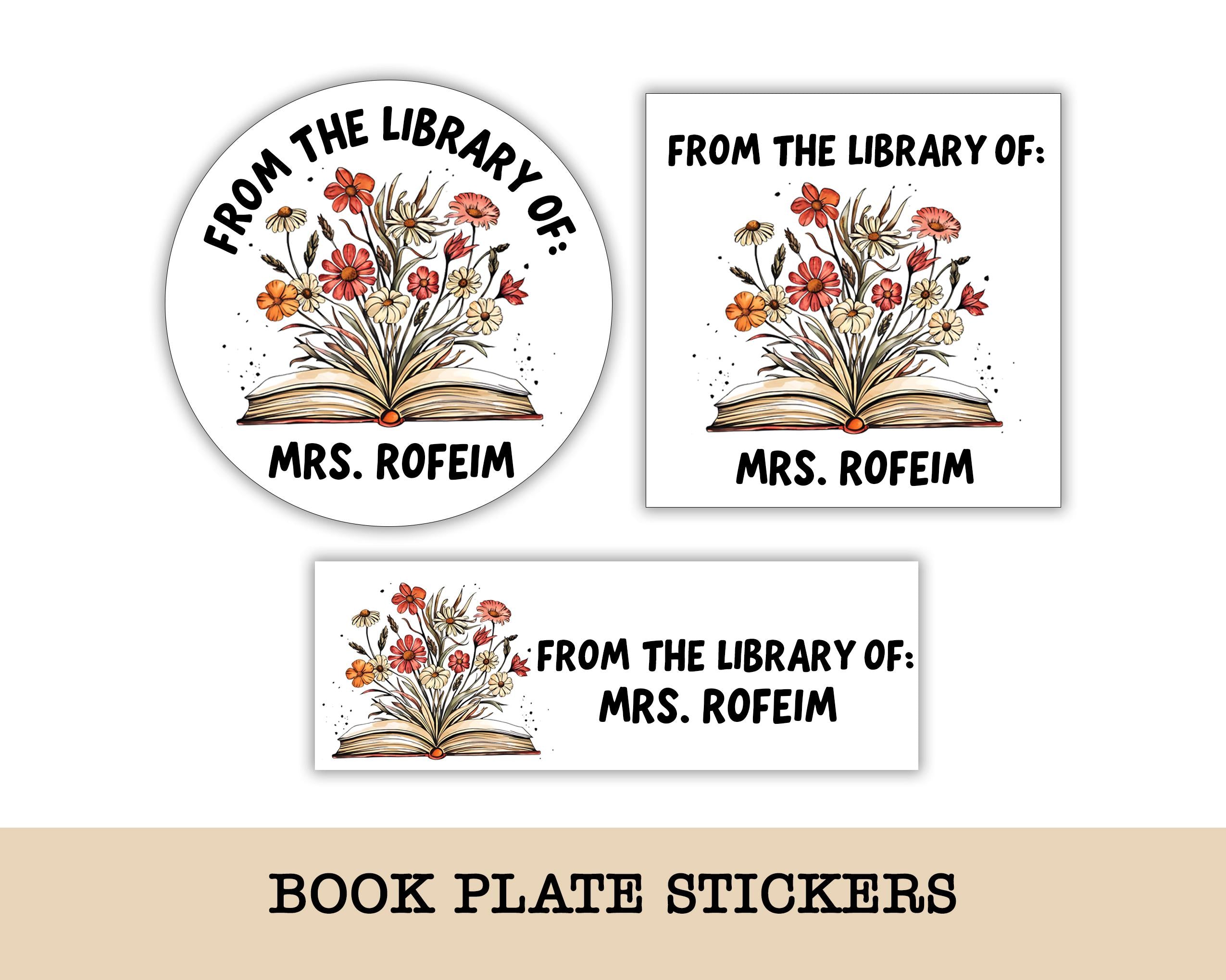 Teacher Flower Labels, Personalized Bookplate Stickers, Personalized Name Labels, From the Library of Book Labels, This Book Belongs to