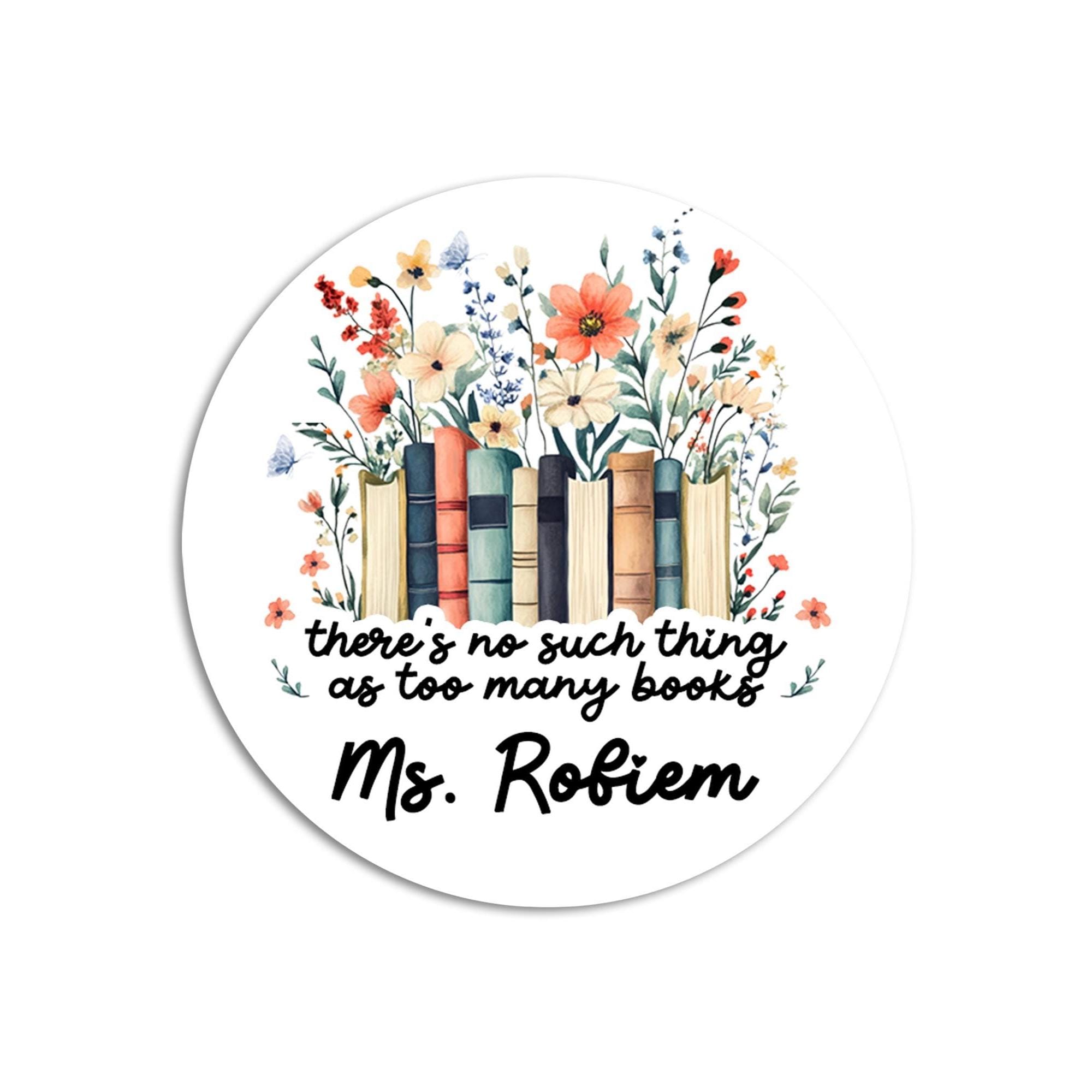 Teacher Book Labels | This Book Belongs to Stickers | Personalized Book Labels| From the Library of Stickers | Stack of Books Flower Sticker