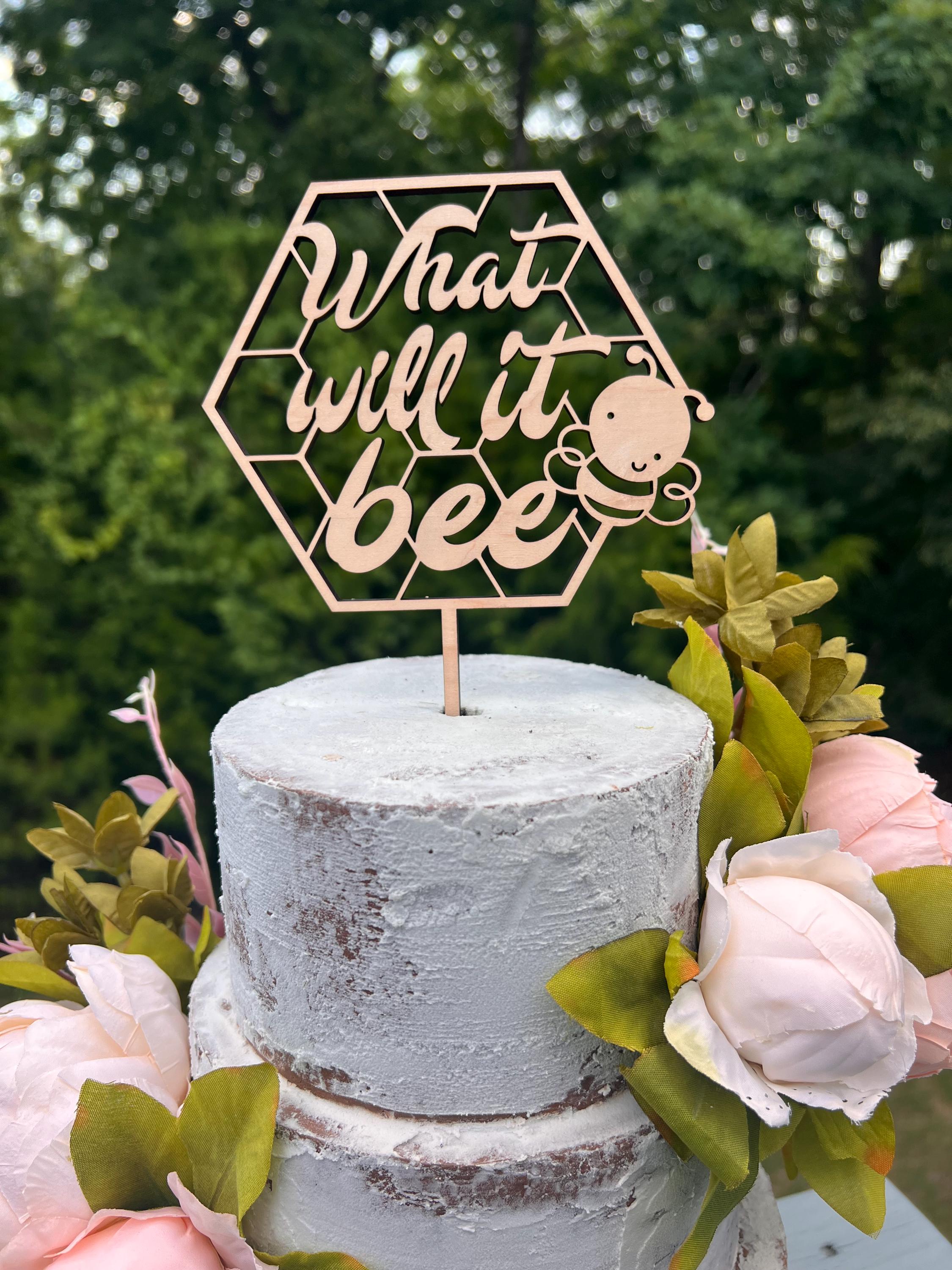 What Will It Bee Baby Shower Cake Topper | Baby Shower Cake Topper for Girl | Baby Shower Cake Topper for Boy | Maple Plywood Topper