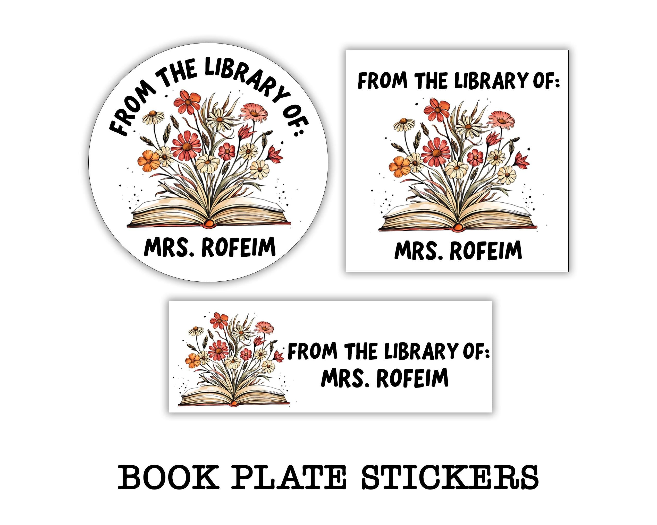 Teacher Flower Labels, Personalized Bookplate Stickers, Personalized Name Labels, From the Library of Book Labels, This Book Belongs to