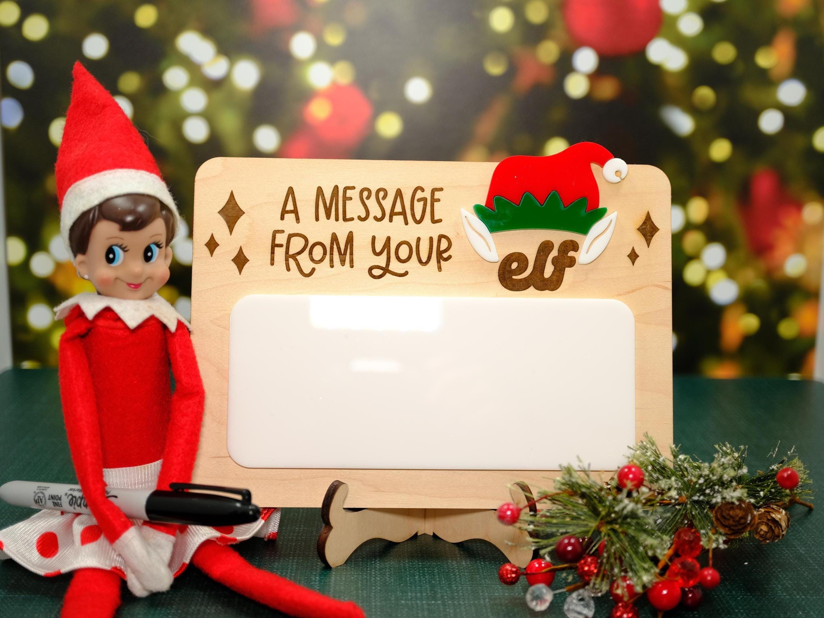 Message from your Elf Sign, Elf Message Board, Dry Erase Board Reusable Elf Prop, Christmas Decor, Mini Elf Dry Erase Board, Elf Kit Idea