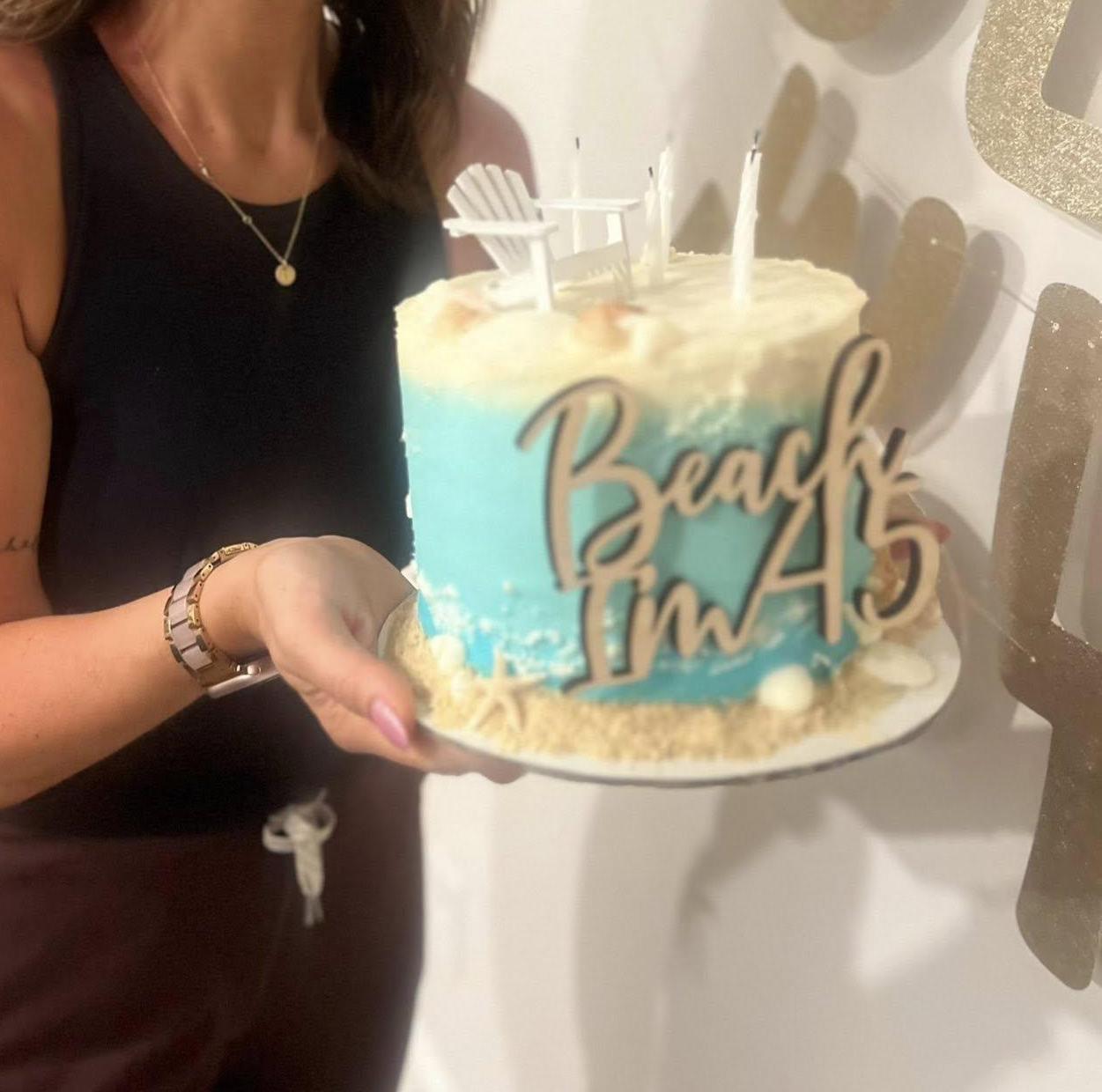 Beach I’m 45 Cake Topper, Wood Sweet Birthday Cake Decor, Any Age Birthday Party Cake Topper, Beach Themed Decor, 45th Birthday Decoration