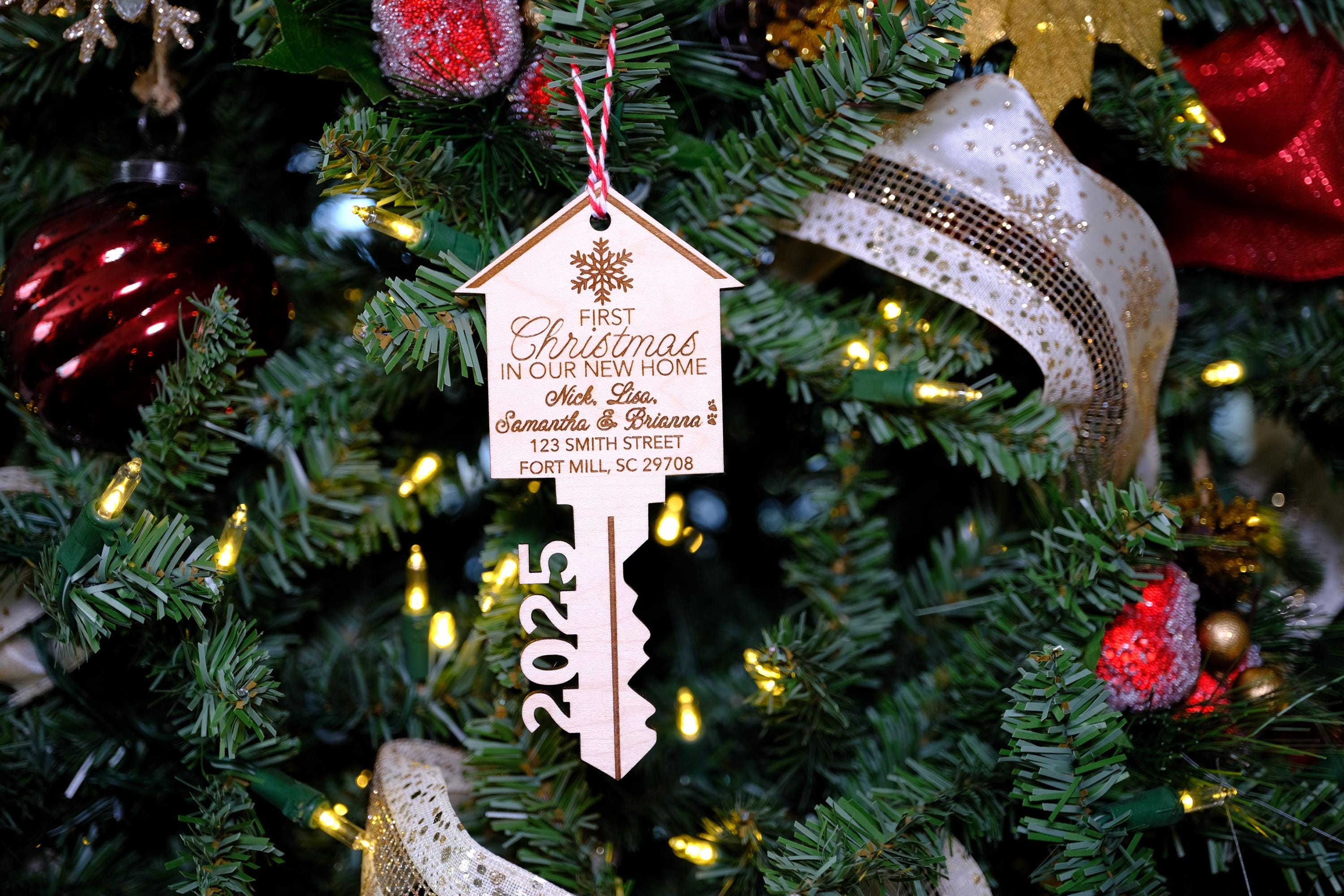 Our First Home Ornament | Christmas Key Ornament | Our First Christmas in Our New Home Ornament | House Ornament | Wooden House Ornament