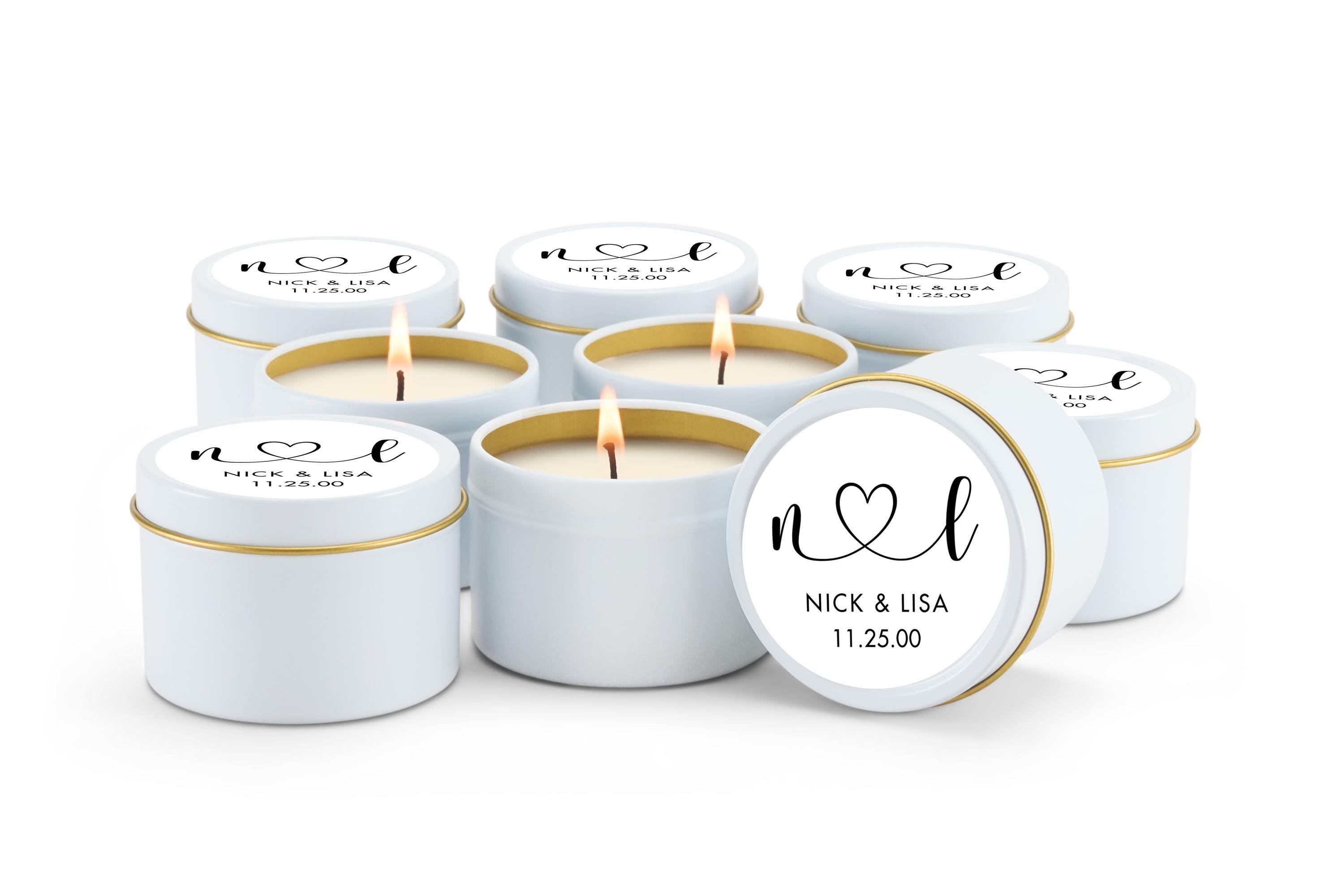 Couple Initial Wedding Favors, Groom Bride initials Candle, Set of 10 4oz Black Tin Candles, Personalized Wedding Gift