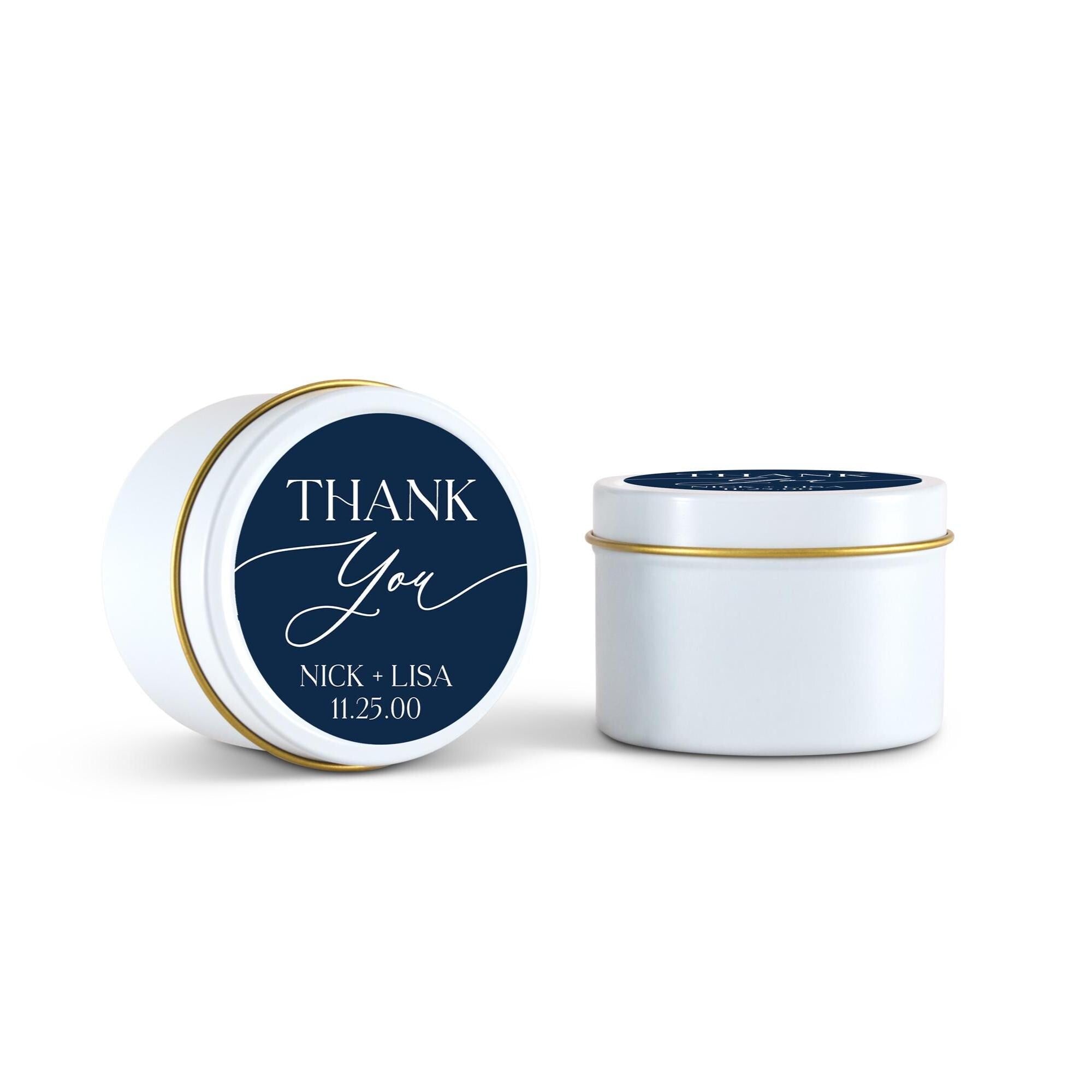Thank You Candles Wedding Favors, Bulk Favors for Guests, Set of 10 4 oz Candle Tins, Personalized Wedding Gift, Bridal Shower Favors