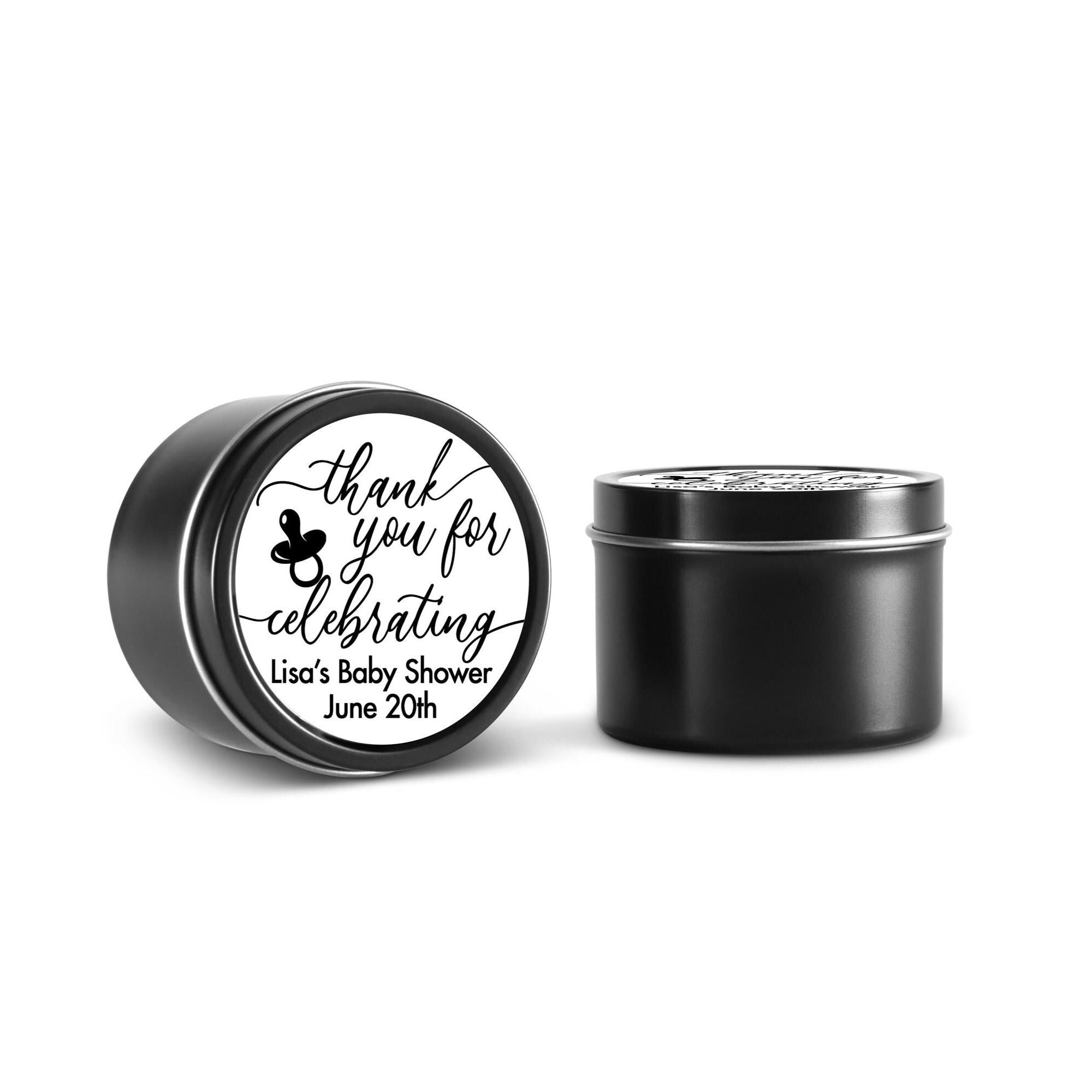 Thank You For Celebrating Baby Favors, Happy Birthday Candles, Set of 10 4oz Candle Tins, Personalized Baby Shower Gift