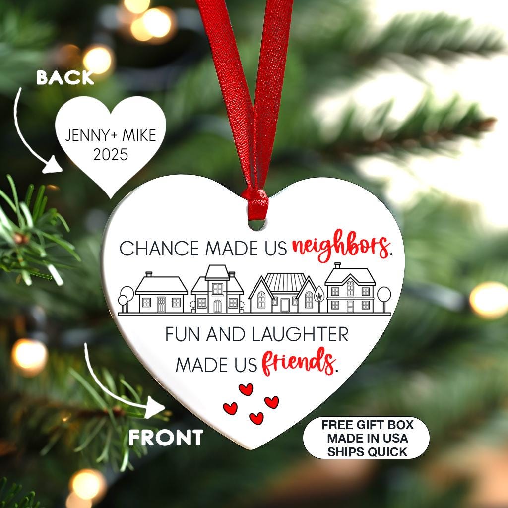 Neighbor Christmas Ornament, Personalized So Glad You Live Next Door Gift