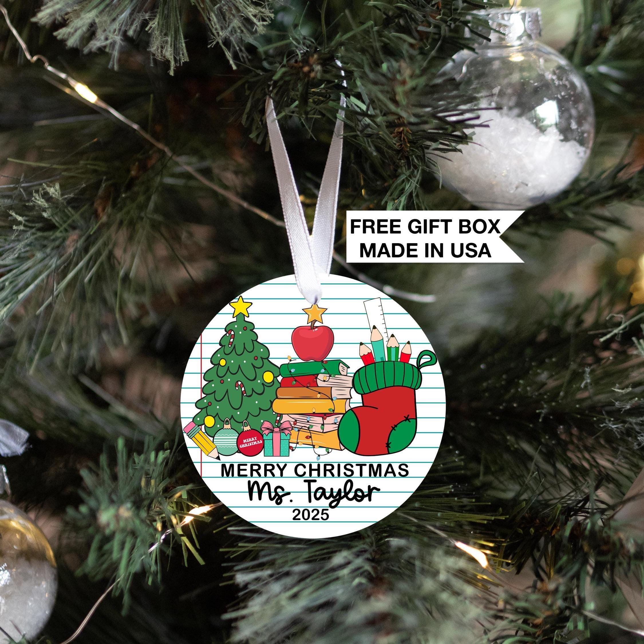 Teacher Keepsake Christmas Ornament, Personalized Appreciation Gift from Student