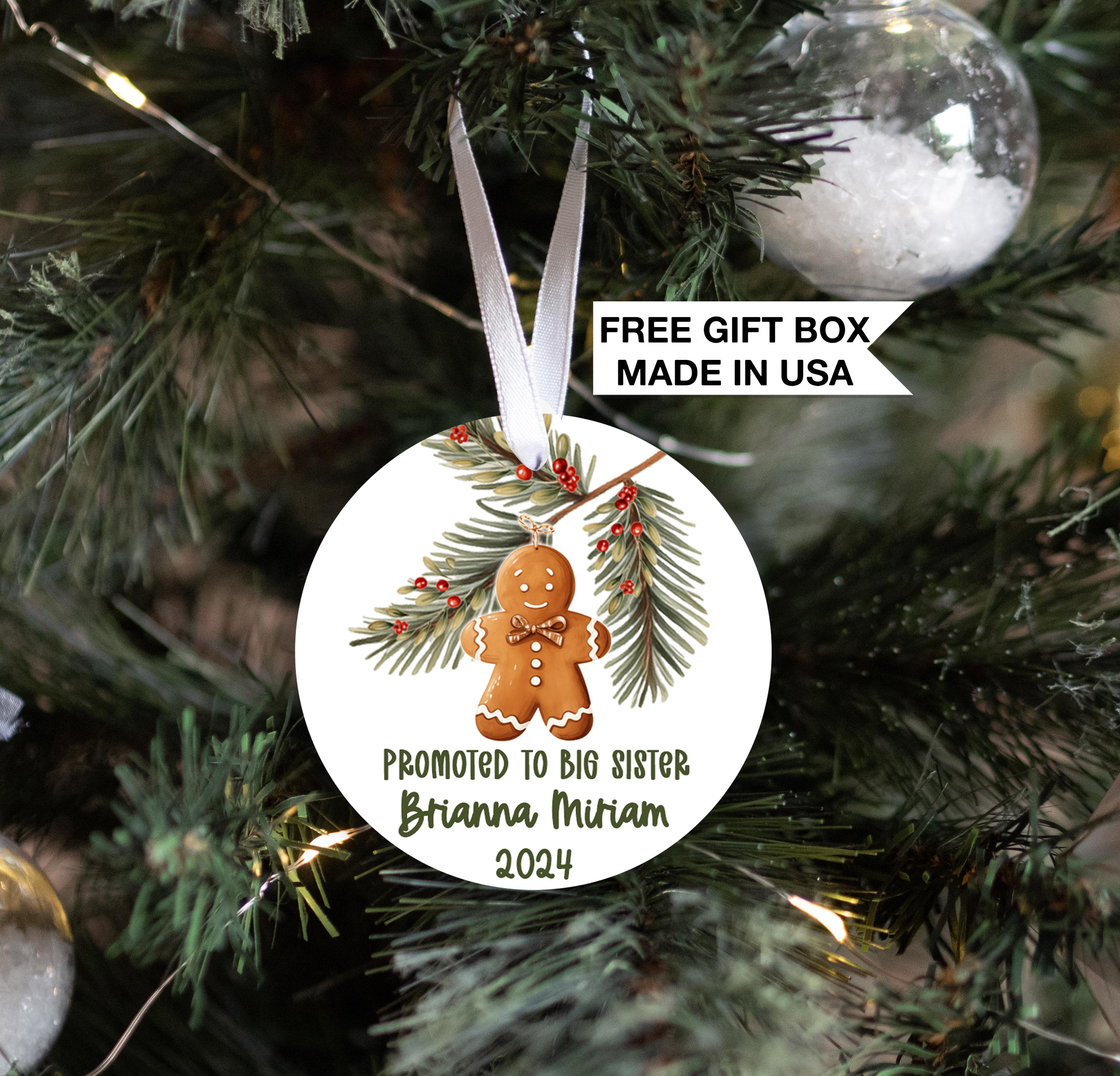 Promoted to Big Sister Brother Christmas Ornament, Gingerbread Ornament, Sibling Announcement