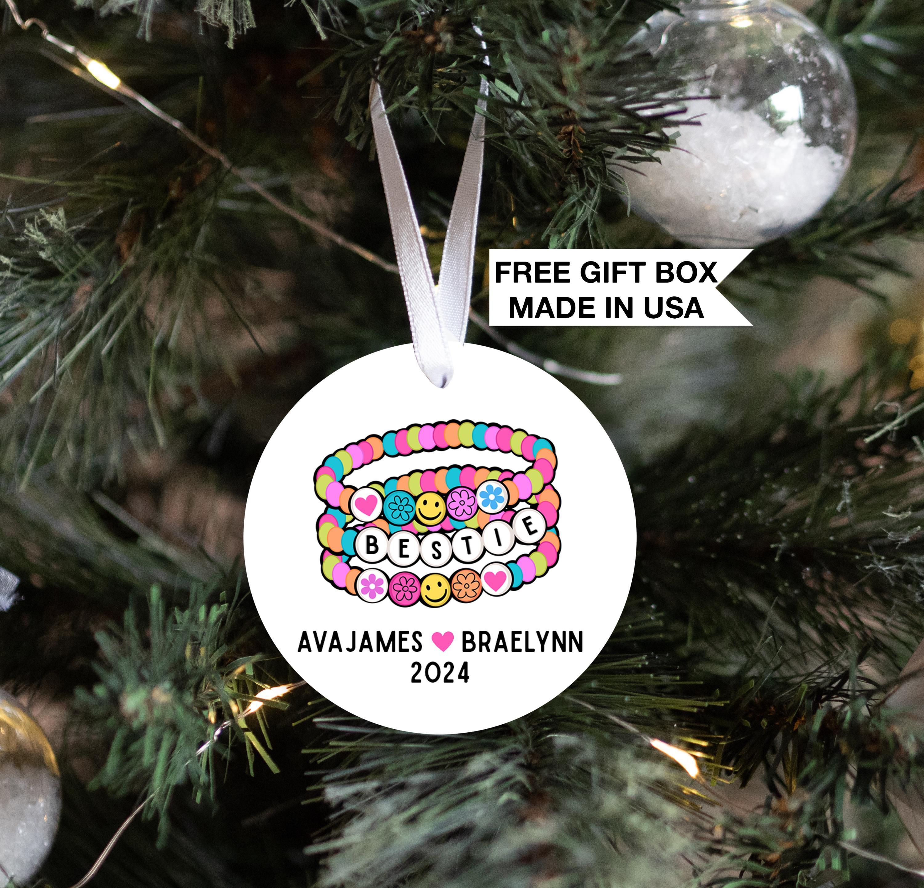 Bestie Ornament 2025, Personalized Friendship Bracelet Ornament, Best Friends Gift
