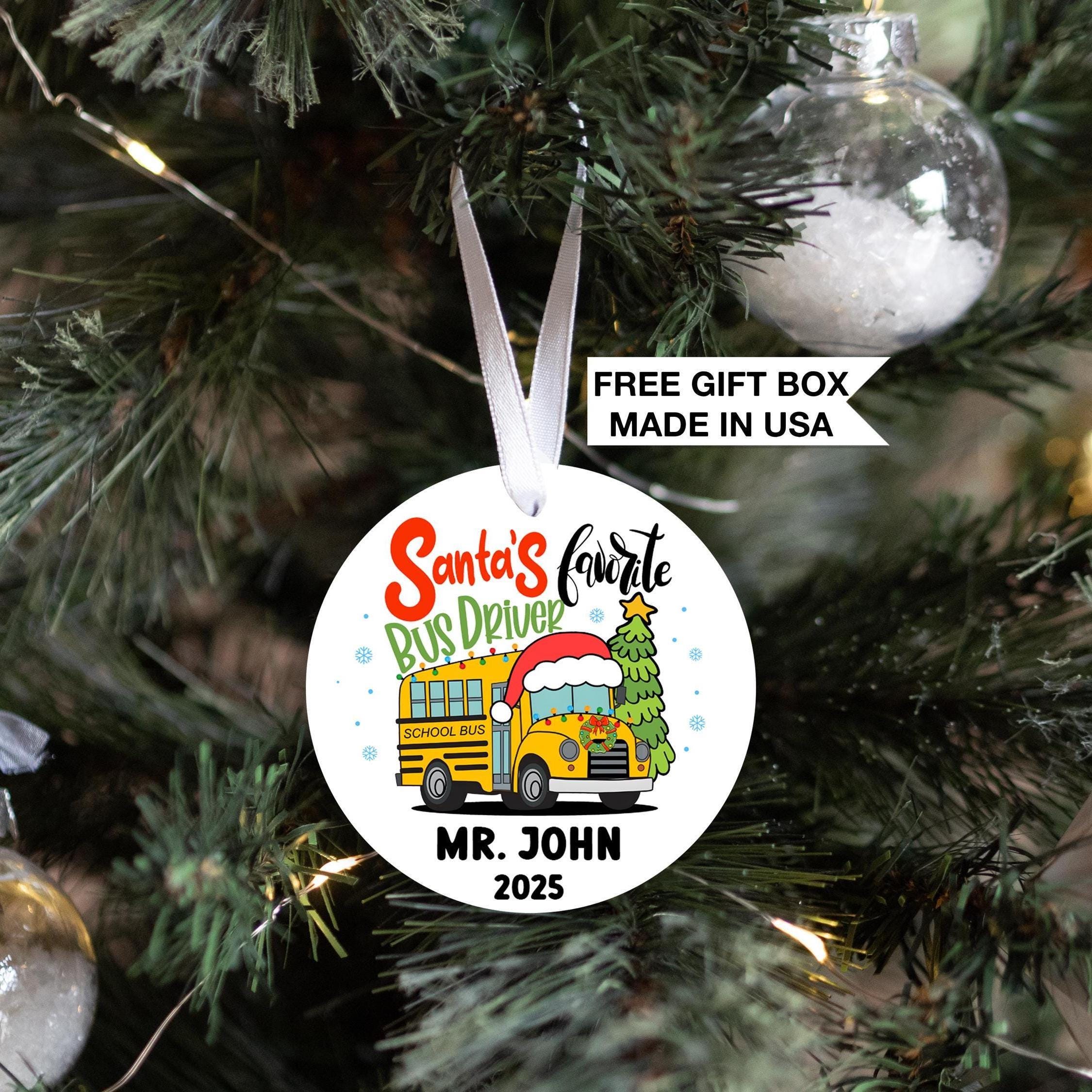 School Bus Driver Ornament, Personalized Santa's Favorite Keepsake