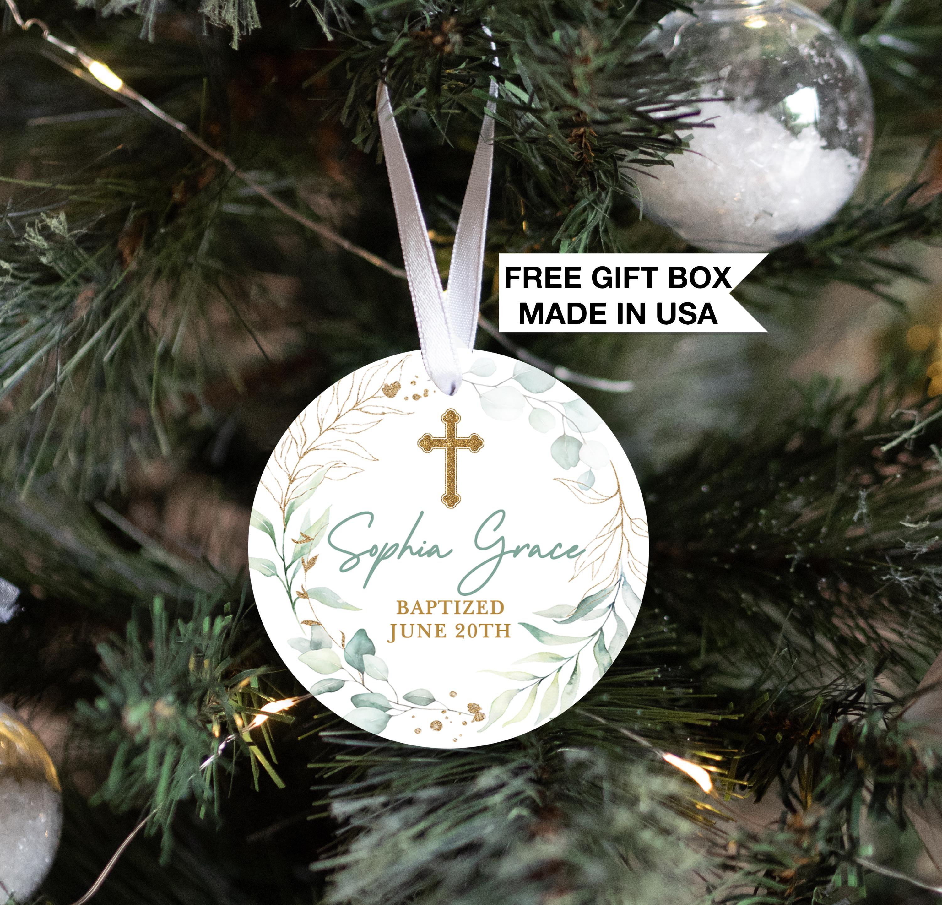 Baptism Ornament, Personalized Baptism Gift for Boy or Girl | Communion Christmas Ornament | Godson God Daughter Christmas gift