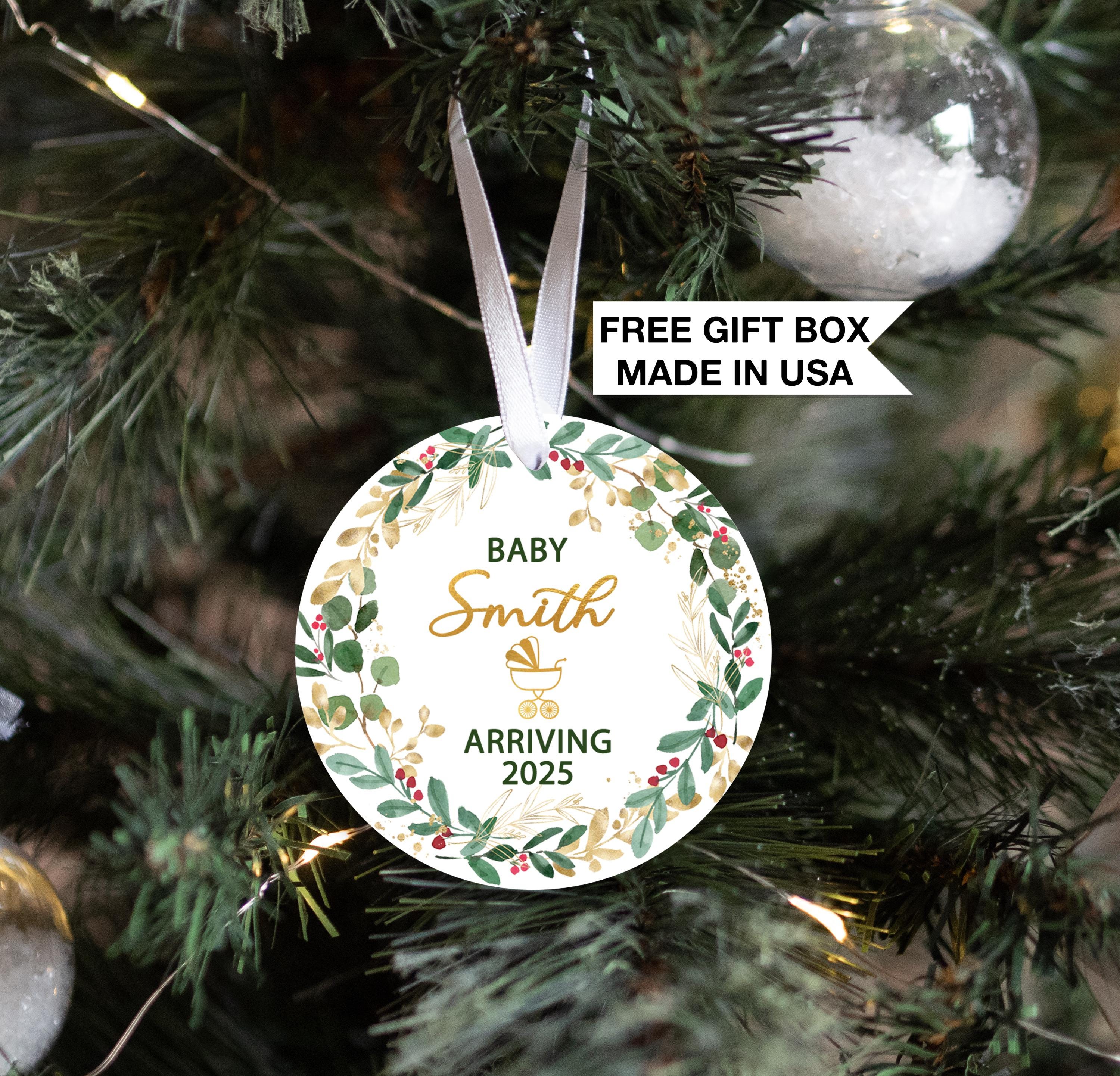 Baby on the Way Christmas Ornament, Personalized Birth Announcement Gift