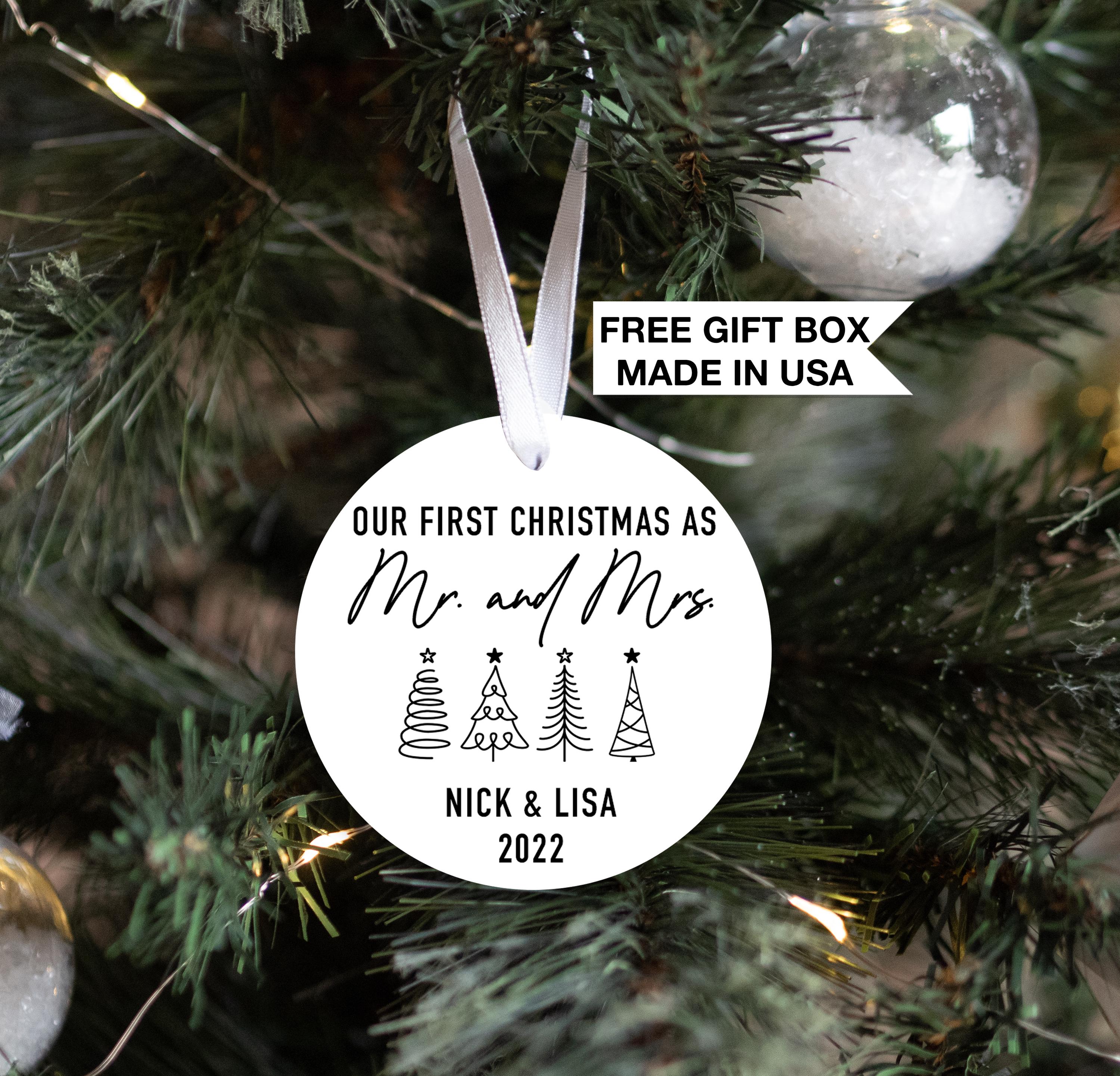 Couple Christmas Ornament, Personalized First Christmas Married Keepsake