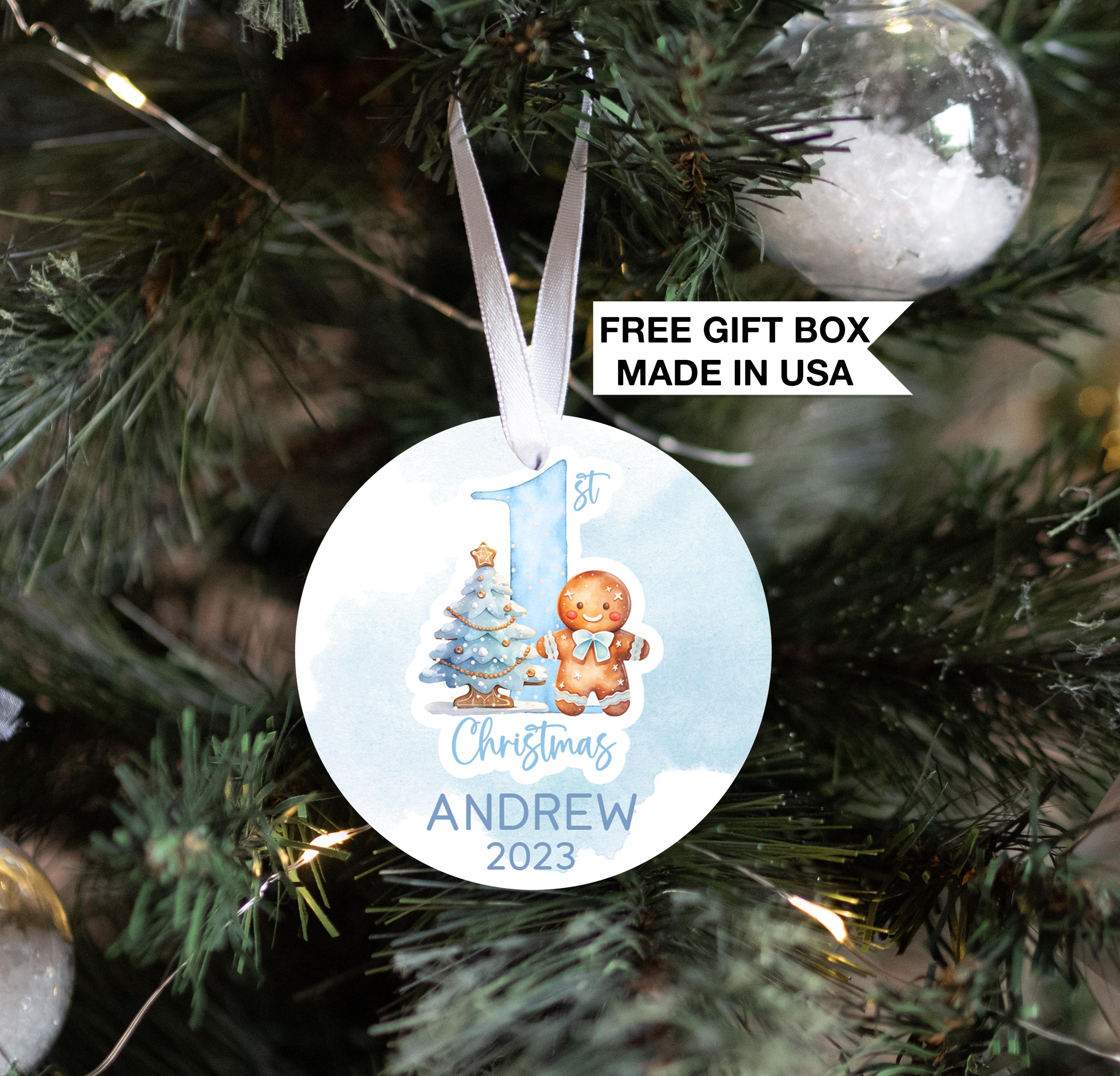 Gingerbread Baby's First Christmas Ornament, Personalized Gingerbread Baby Boy Gift