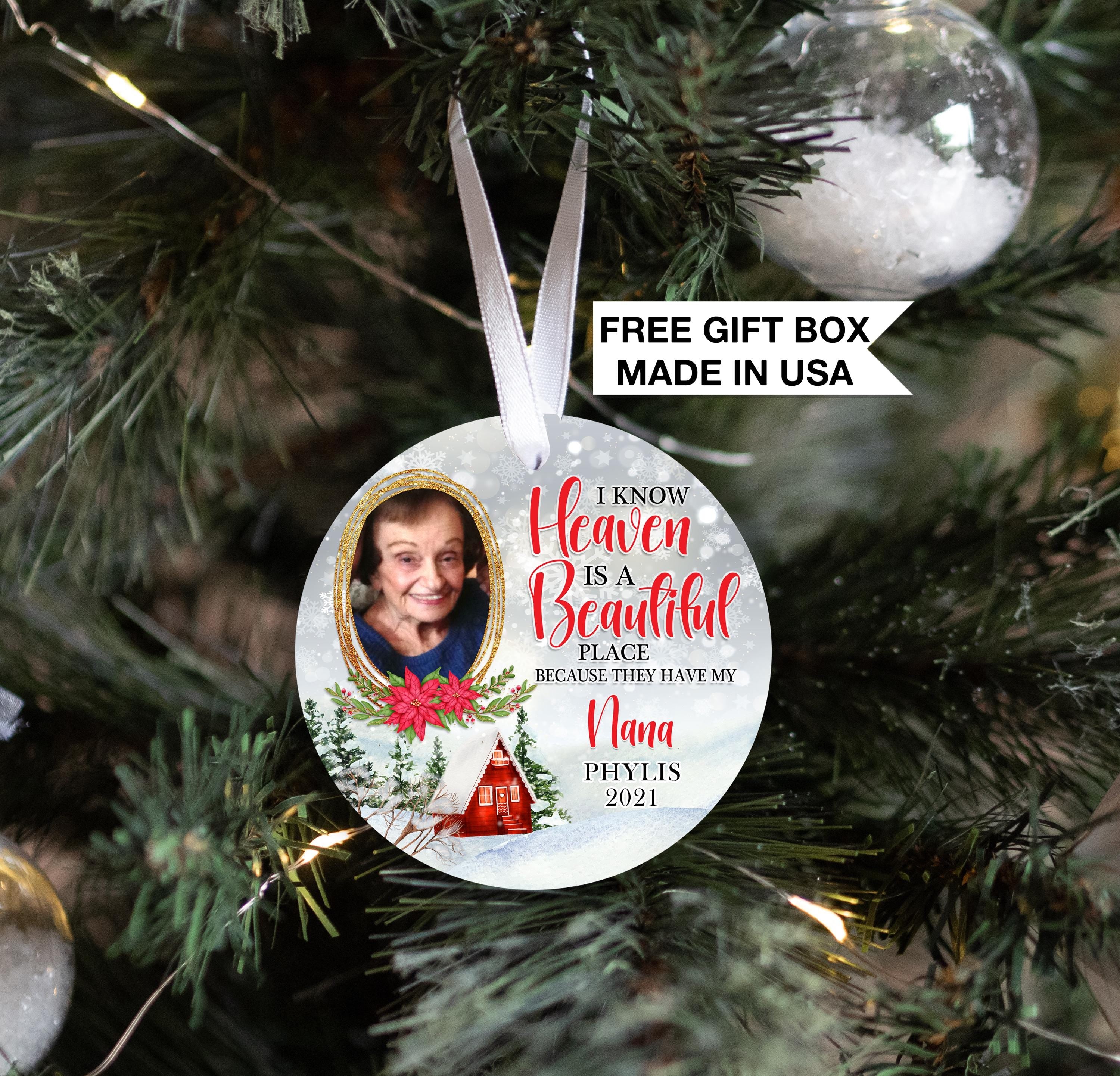 Memorial Photo Christmas Ornament, Personalized In Loving Memory Gift