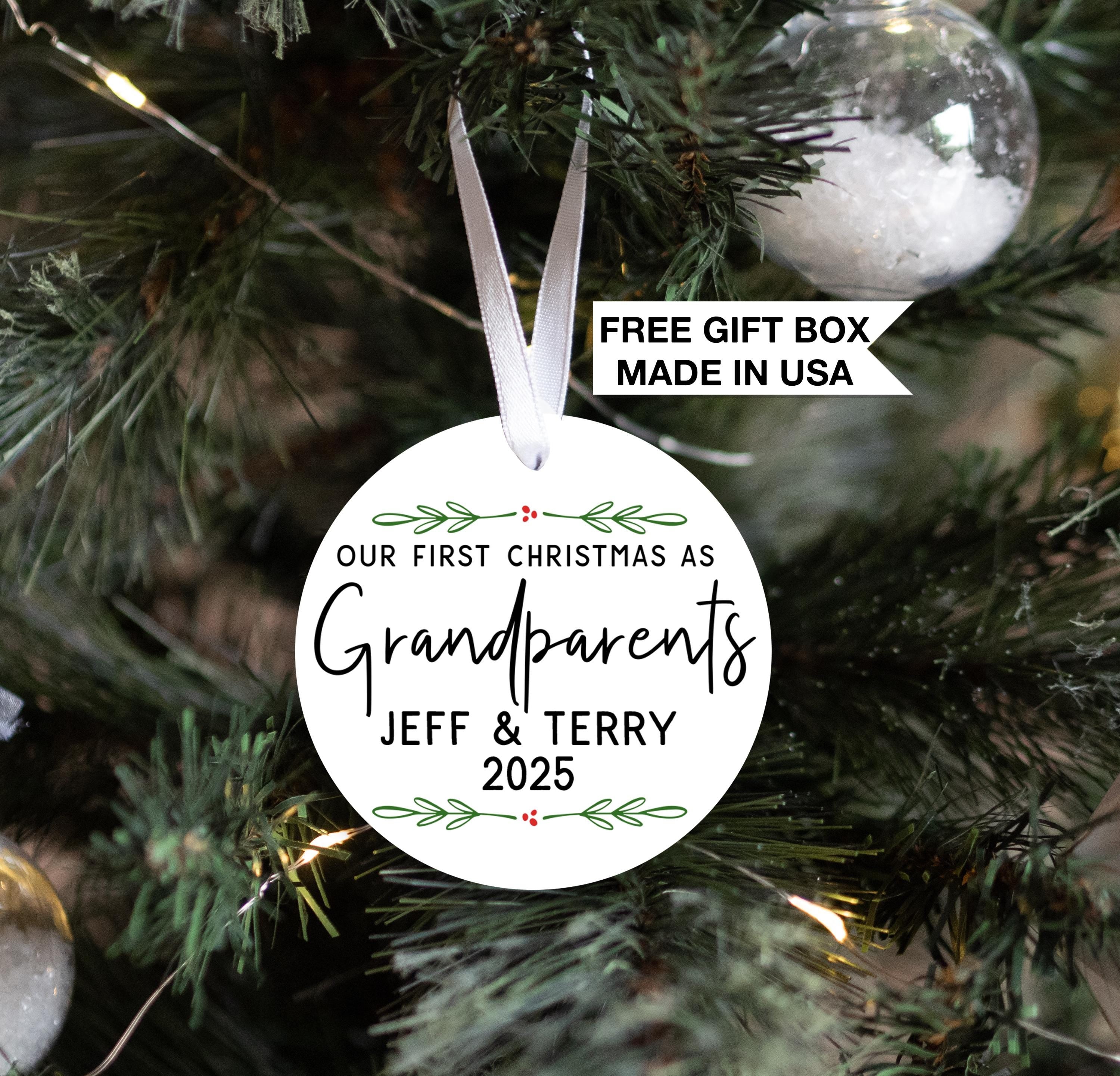 Our First Christmas as Grandparents Ornament, Personalized gift for Grandma or Grandpa