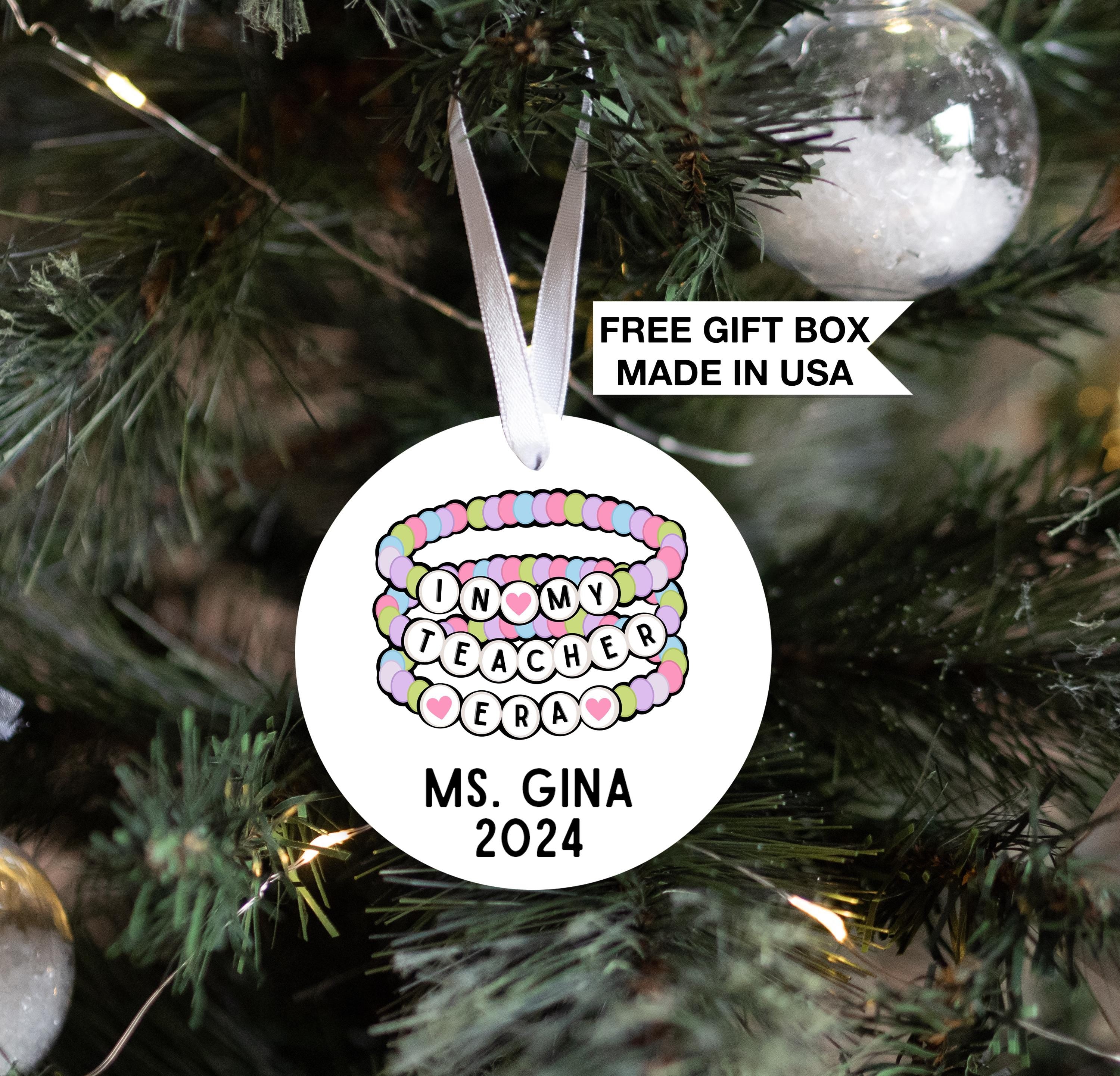 In My Teacher Era Ornament 2025, Personalized Friendship Bracelet Ornament, First Year Teacher