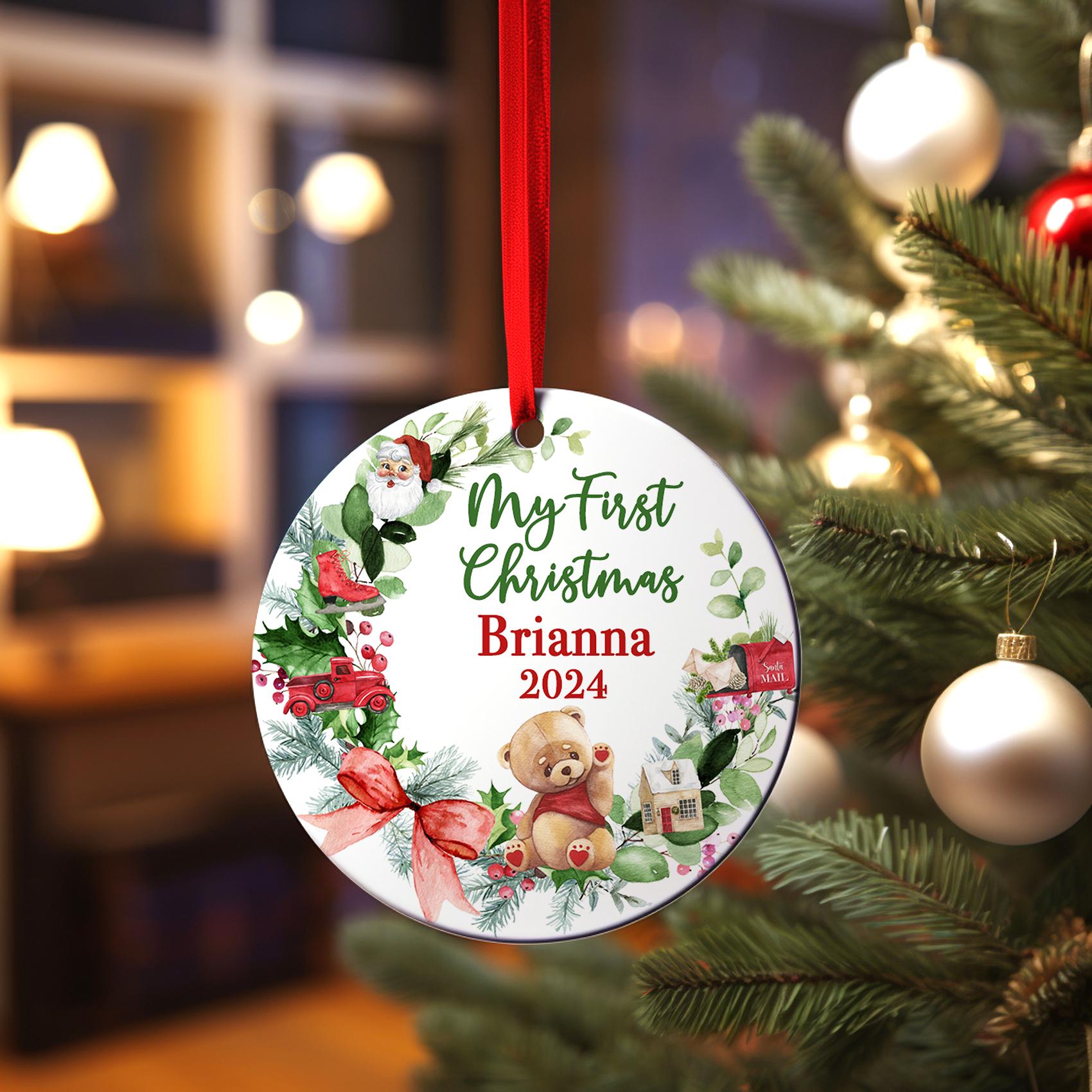Baby's First Christmas Ornament | Personalized Teddy Bear Christmas | Custom Baby Keepsake