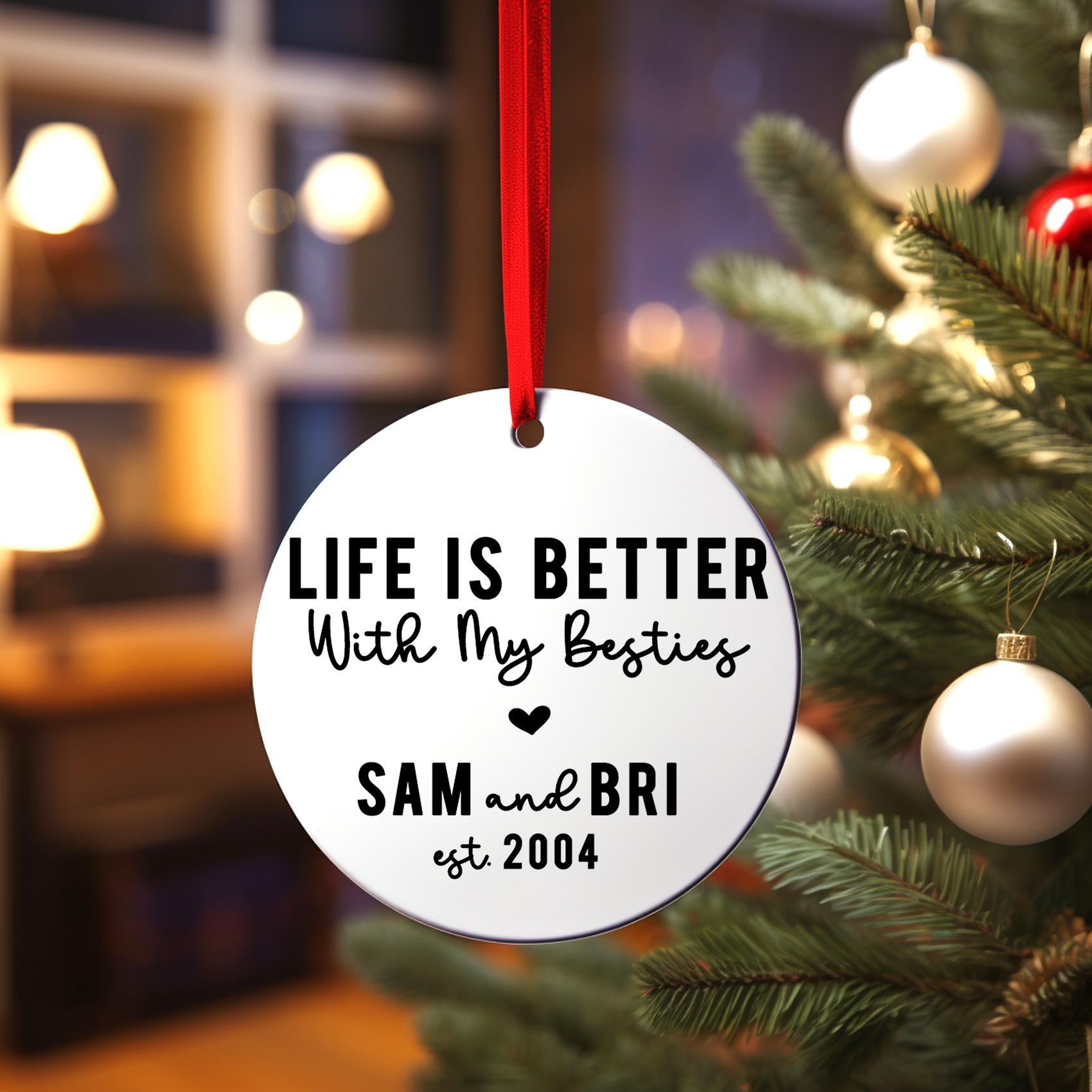 Best Friends Christmas Ornament, Personalized Besties Christmas Gift