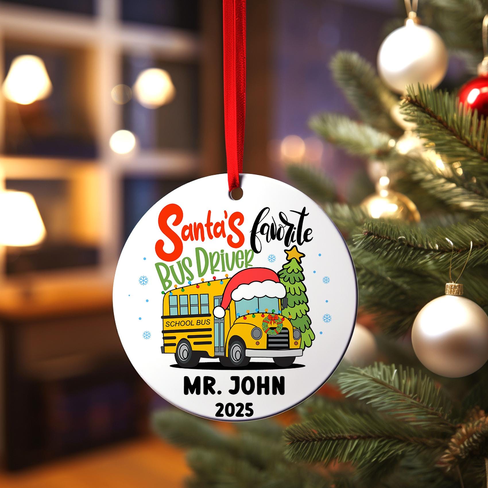 School Bus Driver Ornament, Personalized Santa's Favorite Keepsake