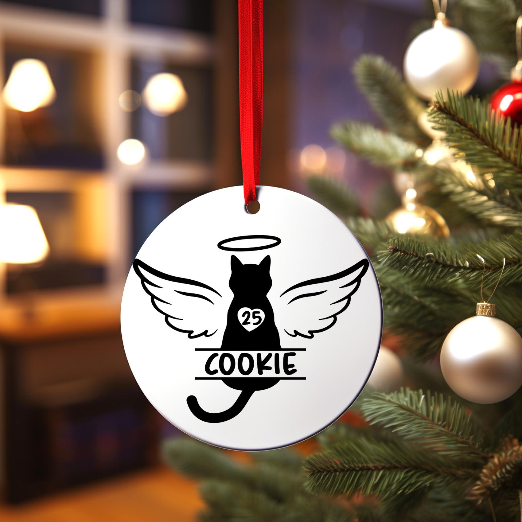 Cat Memorial Ornament, Personalized Loss of Cat Gift