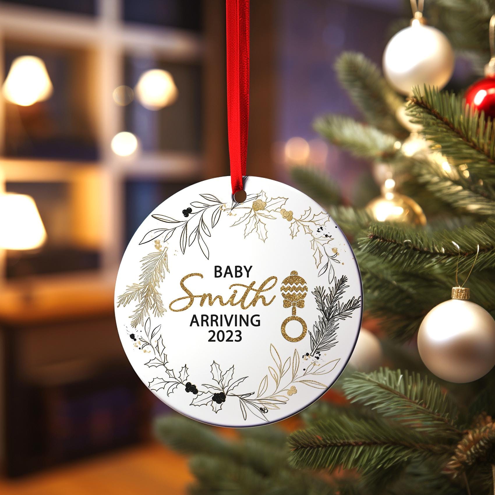 Coming Soon Baby Christmas Ornament, Baby On The Way Announcement Christmas