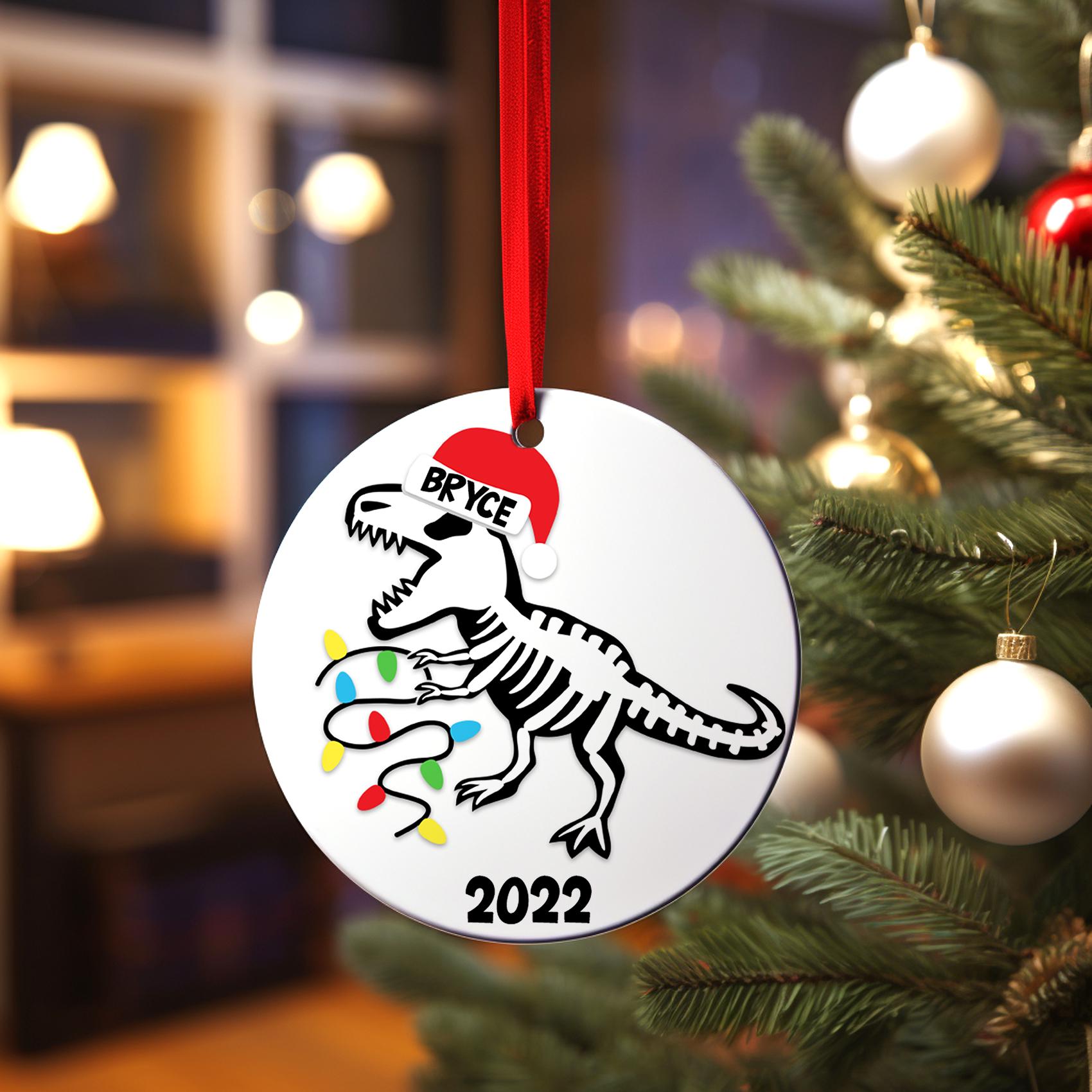 Dinosaur Baby's First Christmas Ornament, Personalized Baby Boy Dino