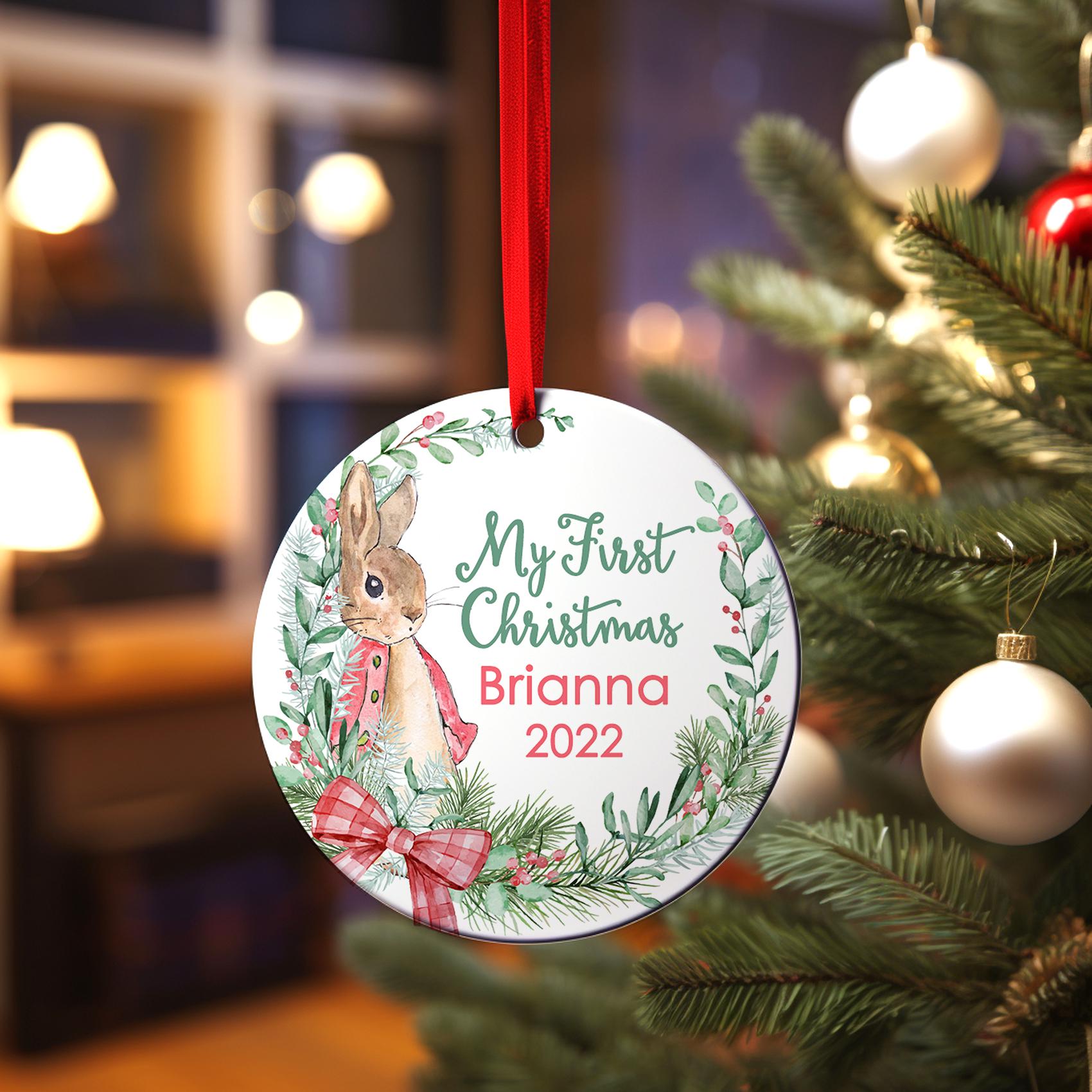 First Christmas Rabbit | Baby's First Christmas Ornament|, Personalized Baby Christmas Ornament