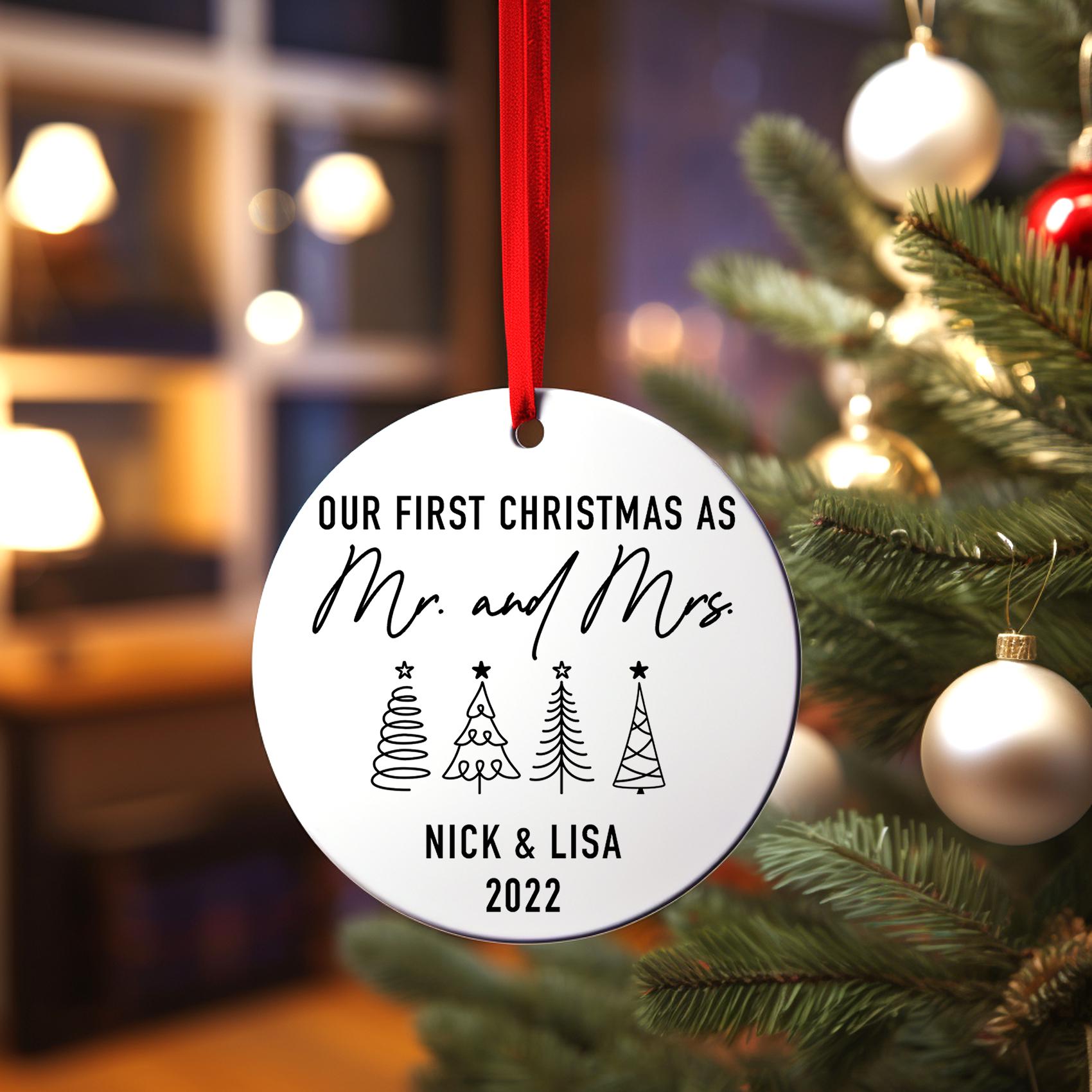 Couple Christmas Ornament, Personalized First Christmas Married Keepsake