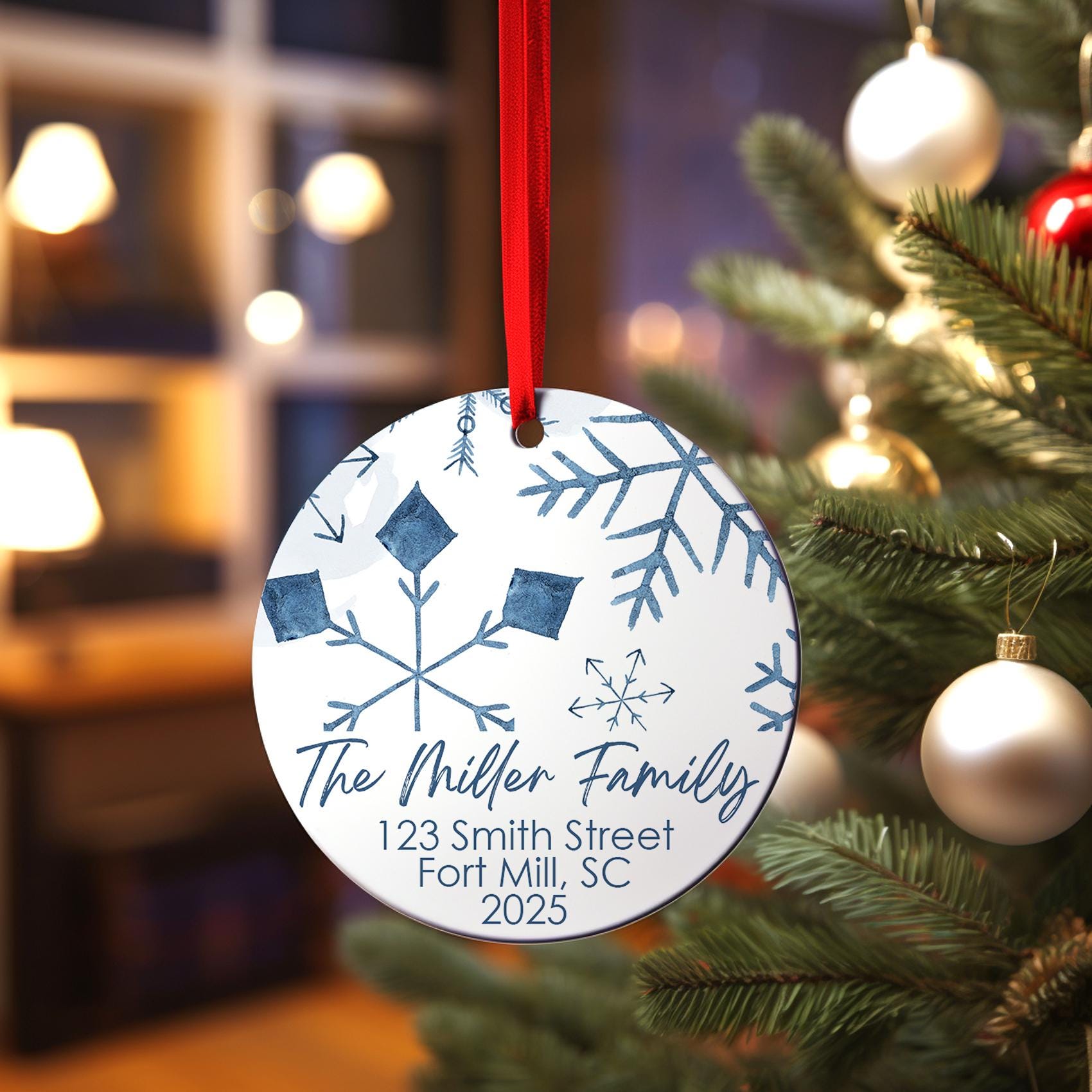 Snowflake Christmas Ornament | Personalized Our First Home Ornament | Snowflake Family Keepsake