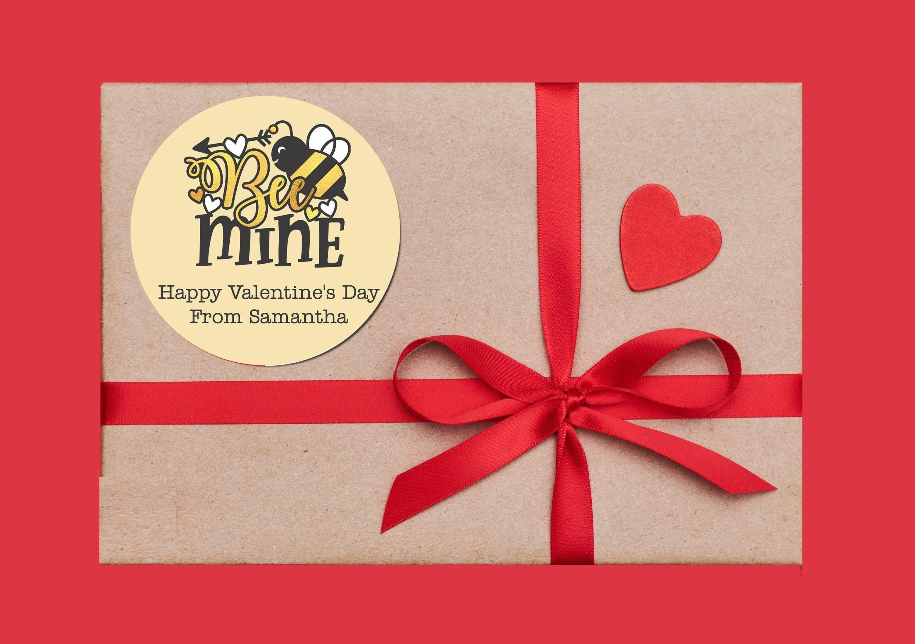 Be Mine Valentines Day Stickers - Personalized Valentine Round Sticker Labels - Classroom Valentines for School