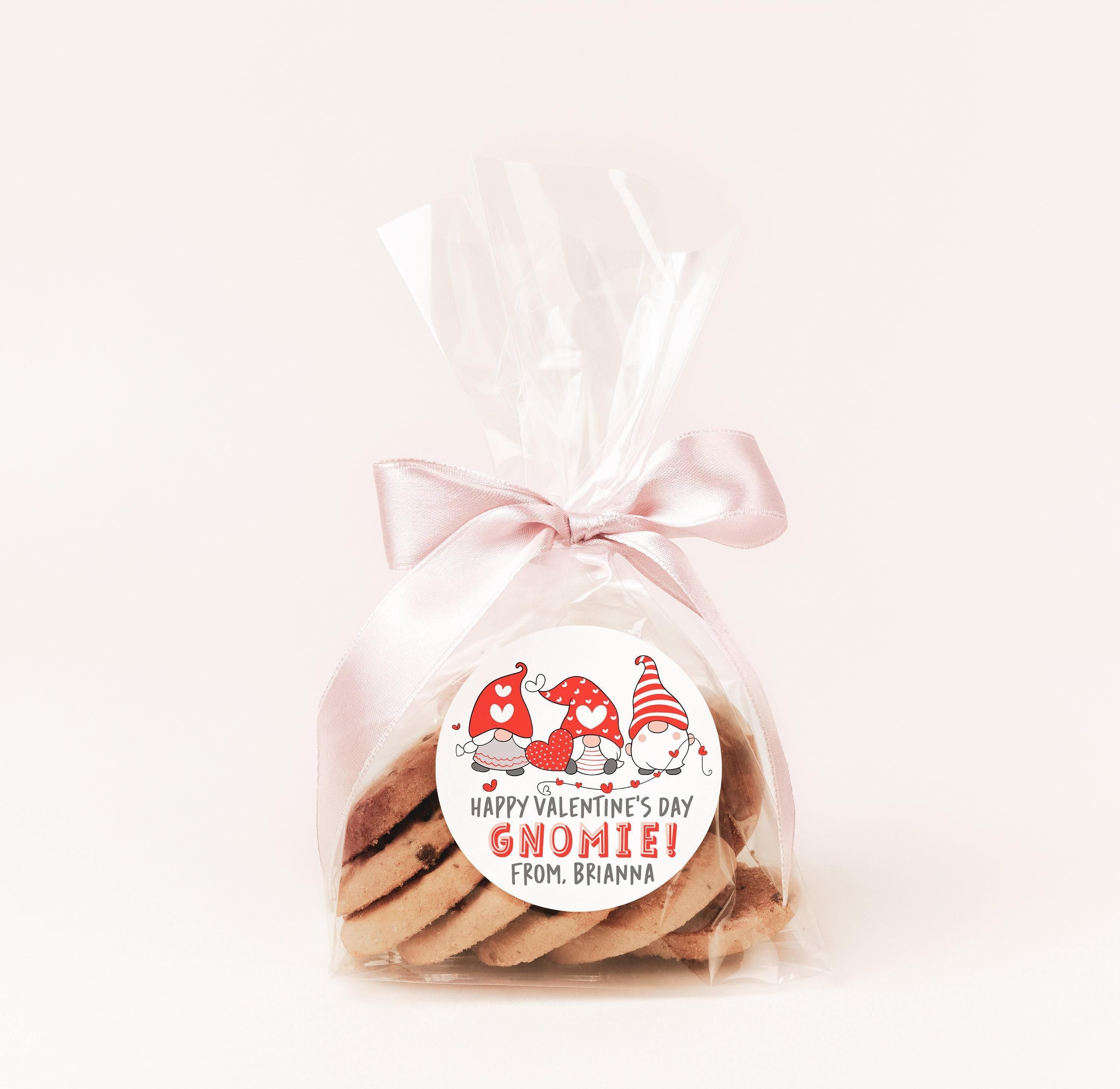 Gnomie Valentines Day Stickers - Personalized Gnome Valentine Round Sticker Labels - Classroom Valentines for School