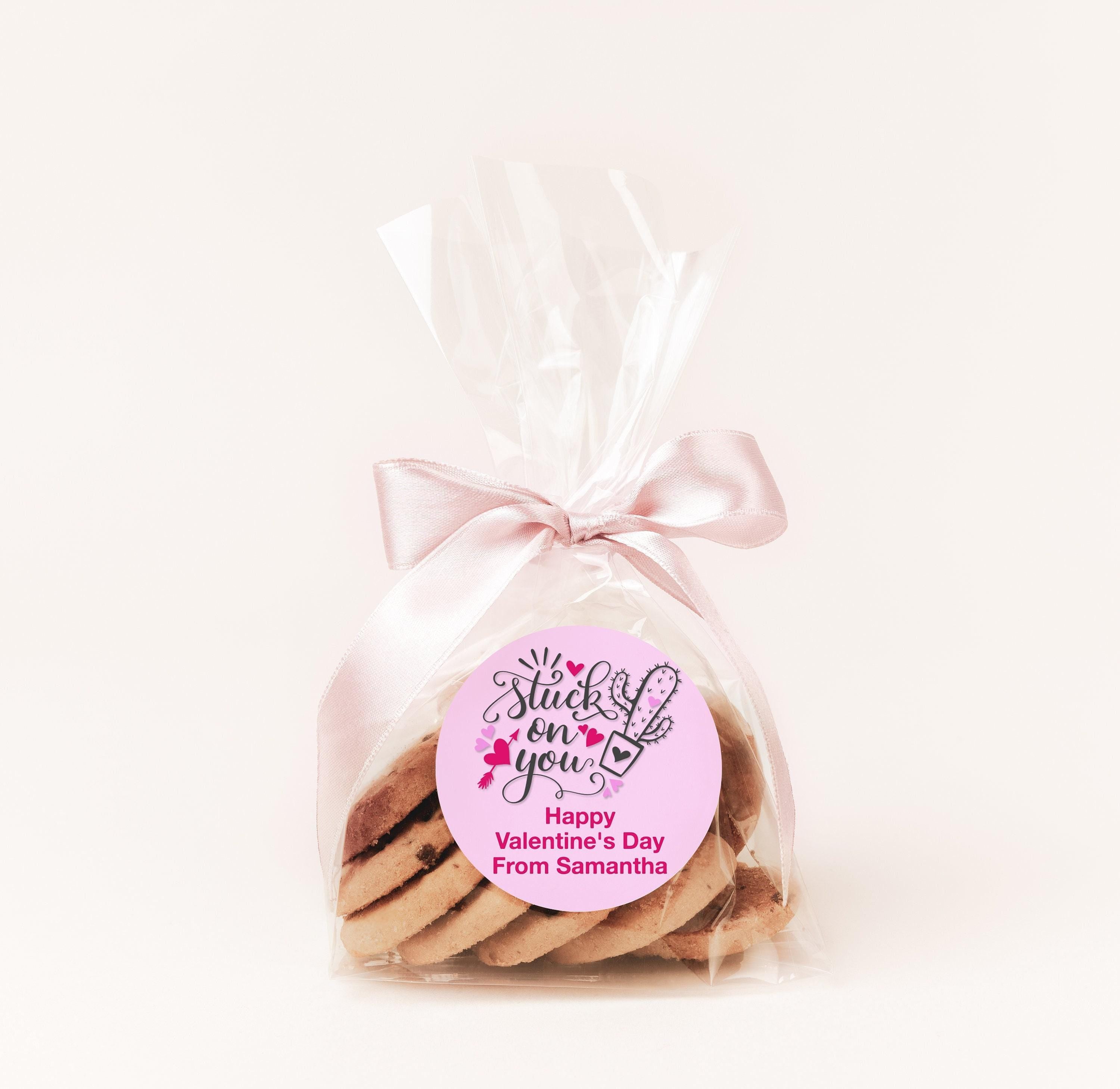 Stuck On You Valentine's Day Stickers - Personalized Valentine Round Sticker Labels - Classroom Valentines for School