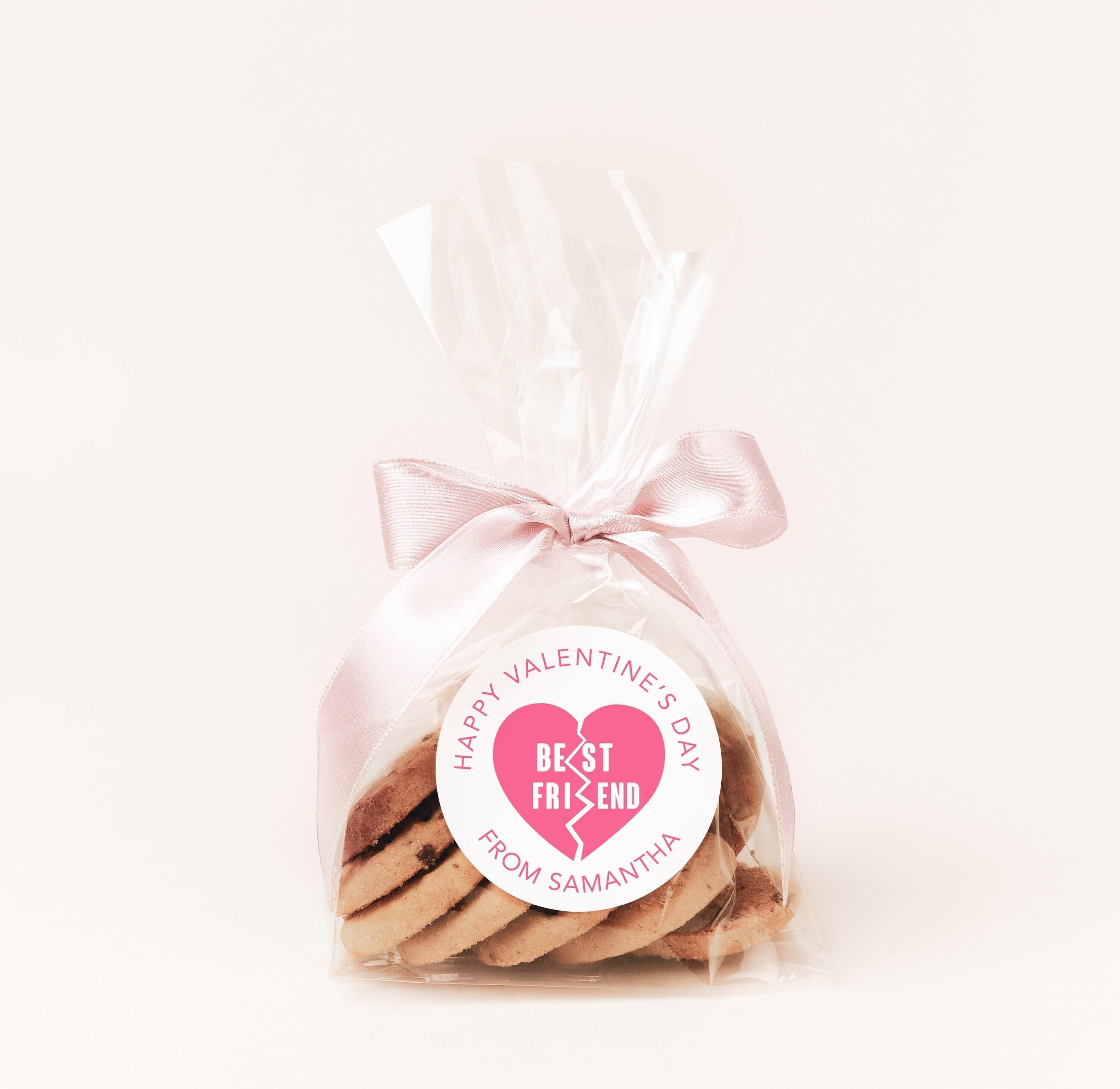 Best Friend Hearts Valentine's Day Stickers - Personalized Valentine Round Sticker Labels - Classroom Valentines for School