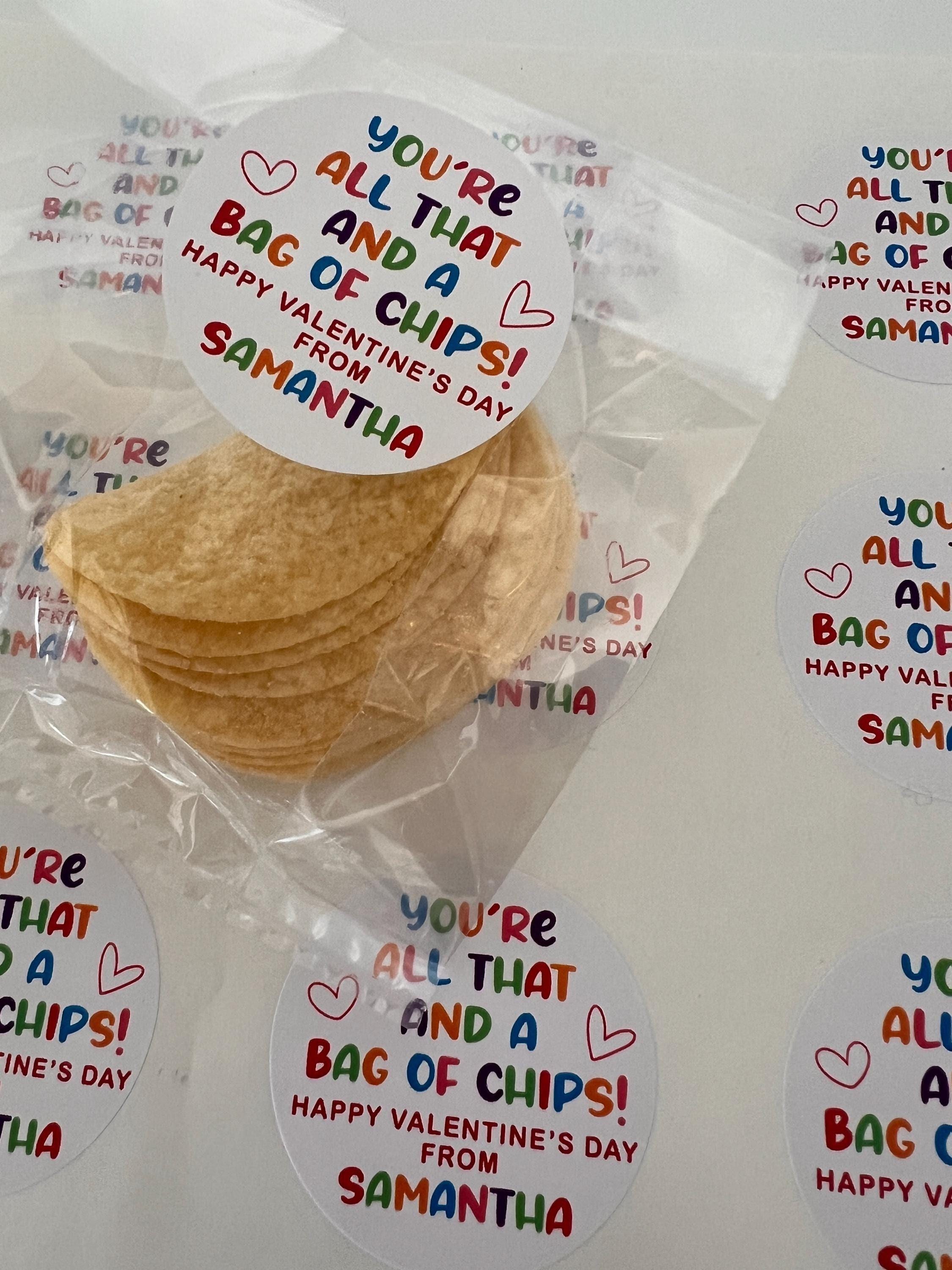 Potato Chips Valentine - You're all that and a bag of chips Stickers - Happy Valentine's Day Personalized Stickers