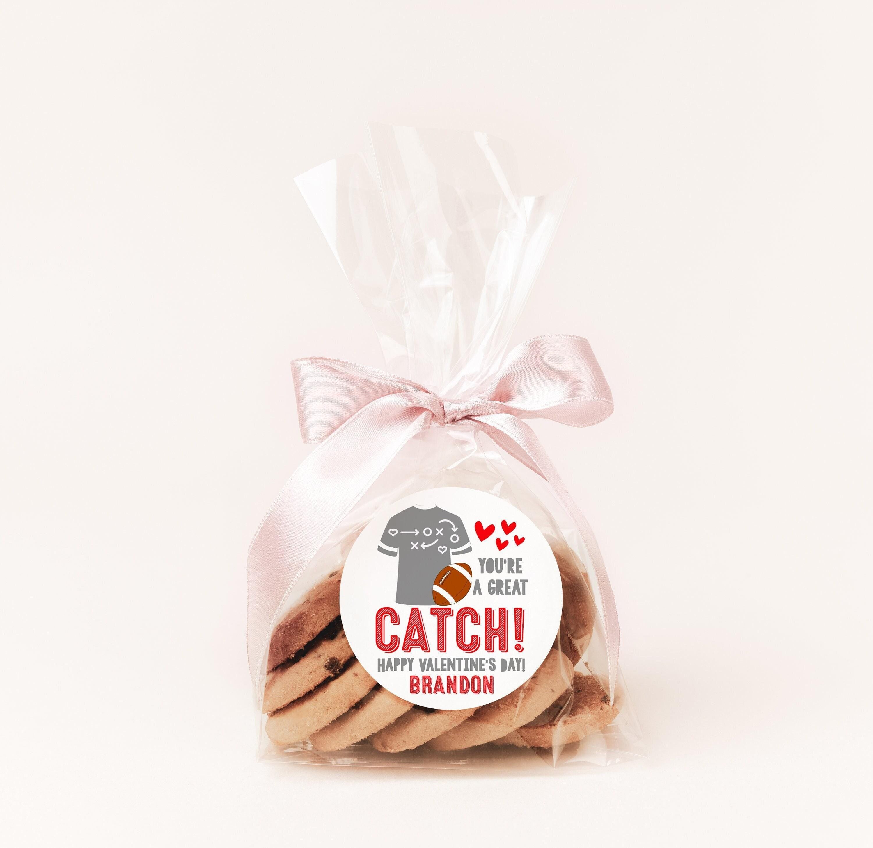 Football Valentines Day Stickers - Personalized You're A Great Catch Football Valentine Sticker Labels - Classroom Valentines for School