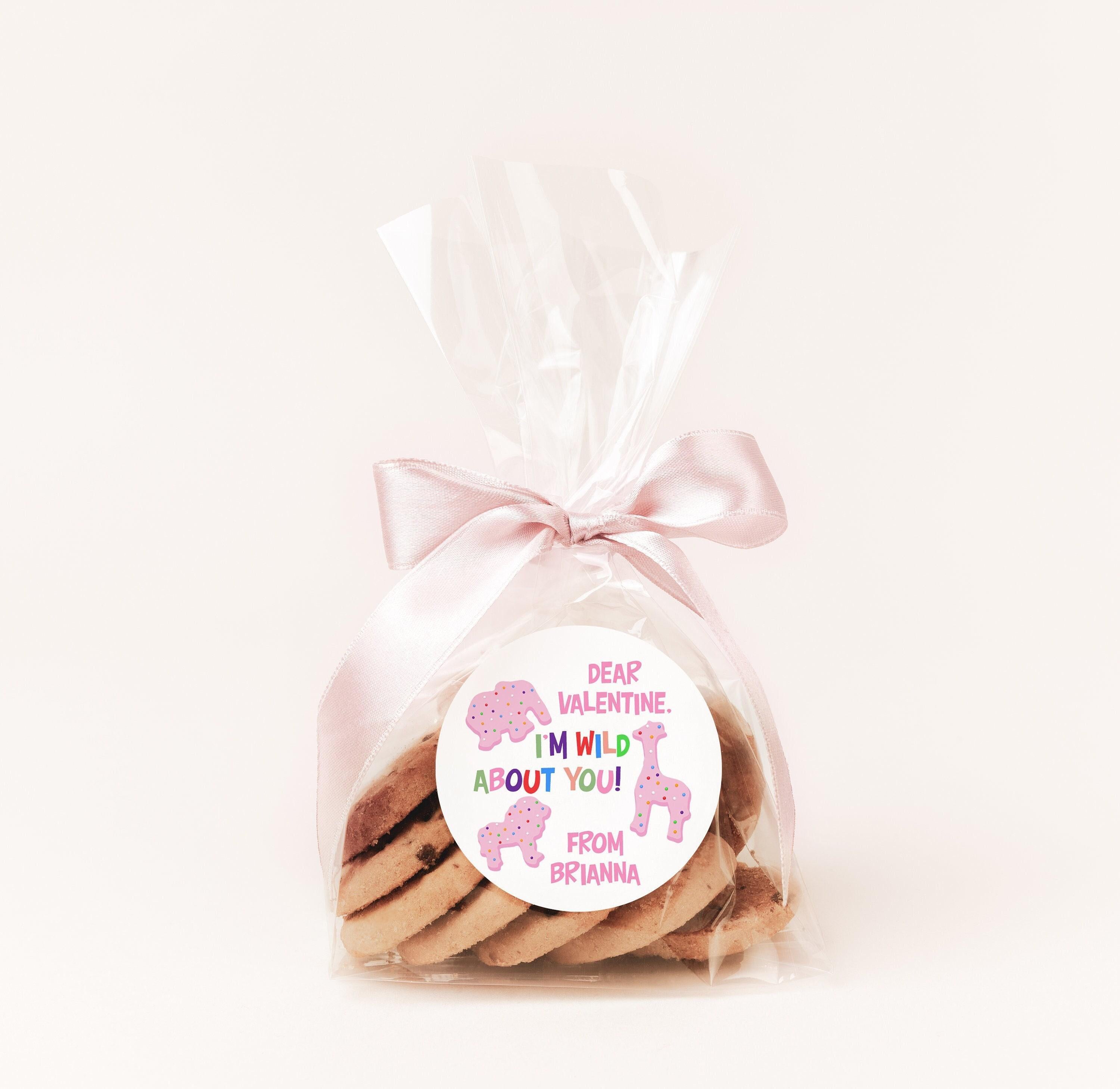 Animal Crackers - Valentine, I'm WILD About You! - Personalized Valentine Round Sticker Labels - Classroom Valentines for School