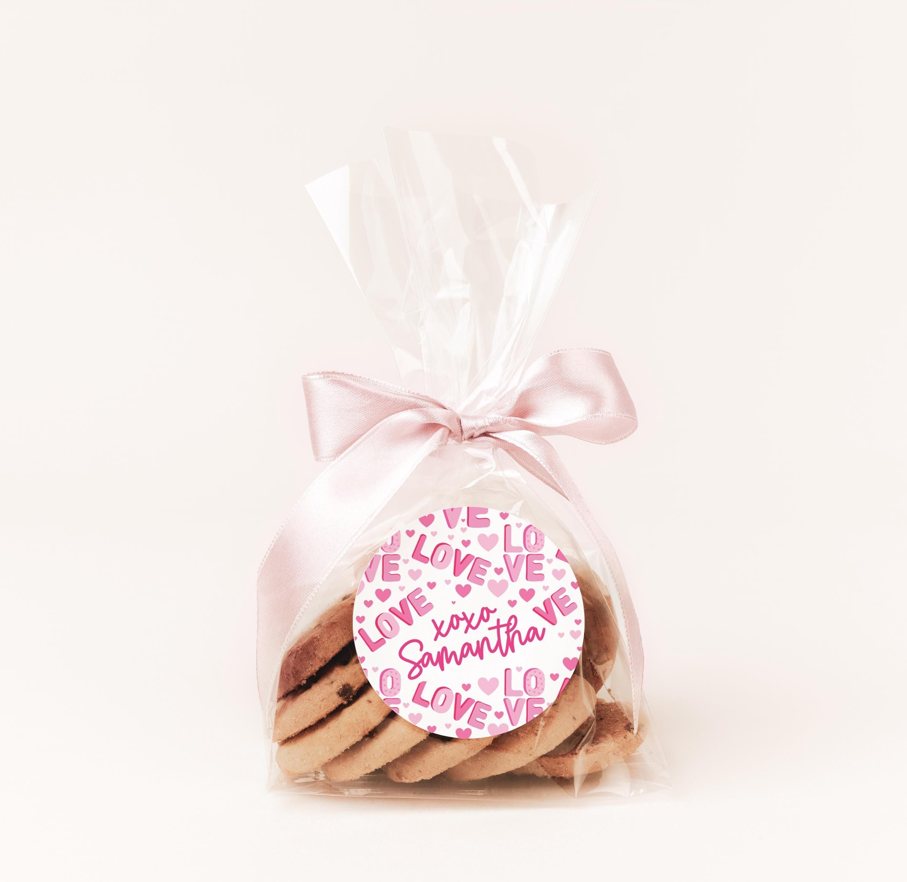 LOVE Hearts Valentines Day Stickers, Personalized Valentine Round Labels, Classroom Valentines for School, Valentine Treat Bags