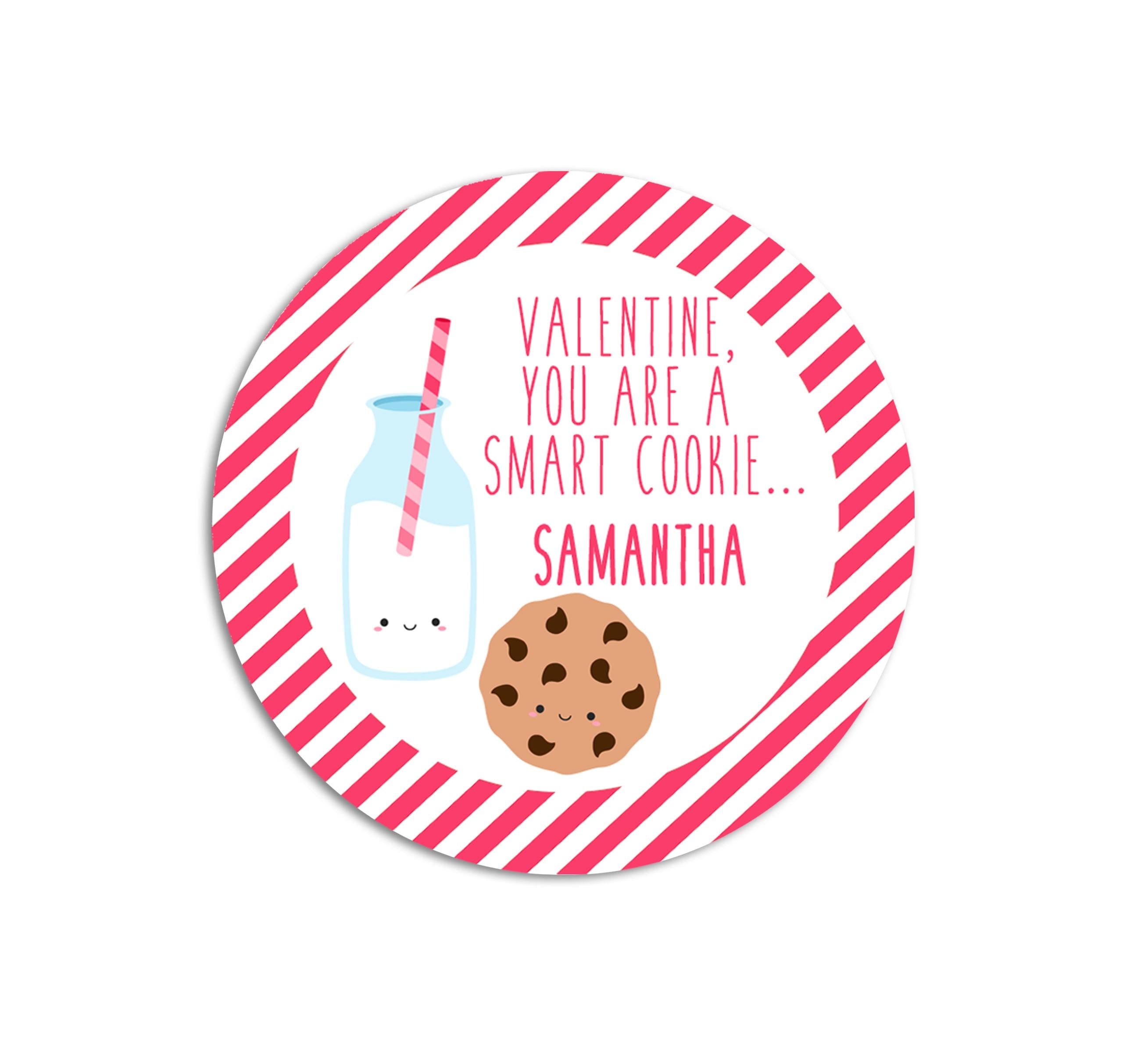 You Are A Smart Cookie Valentine's Day! - Personalized Valentine Round Sticker Labels - Classroom Valentines for School