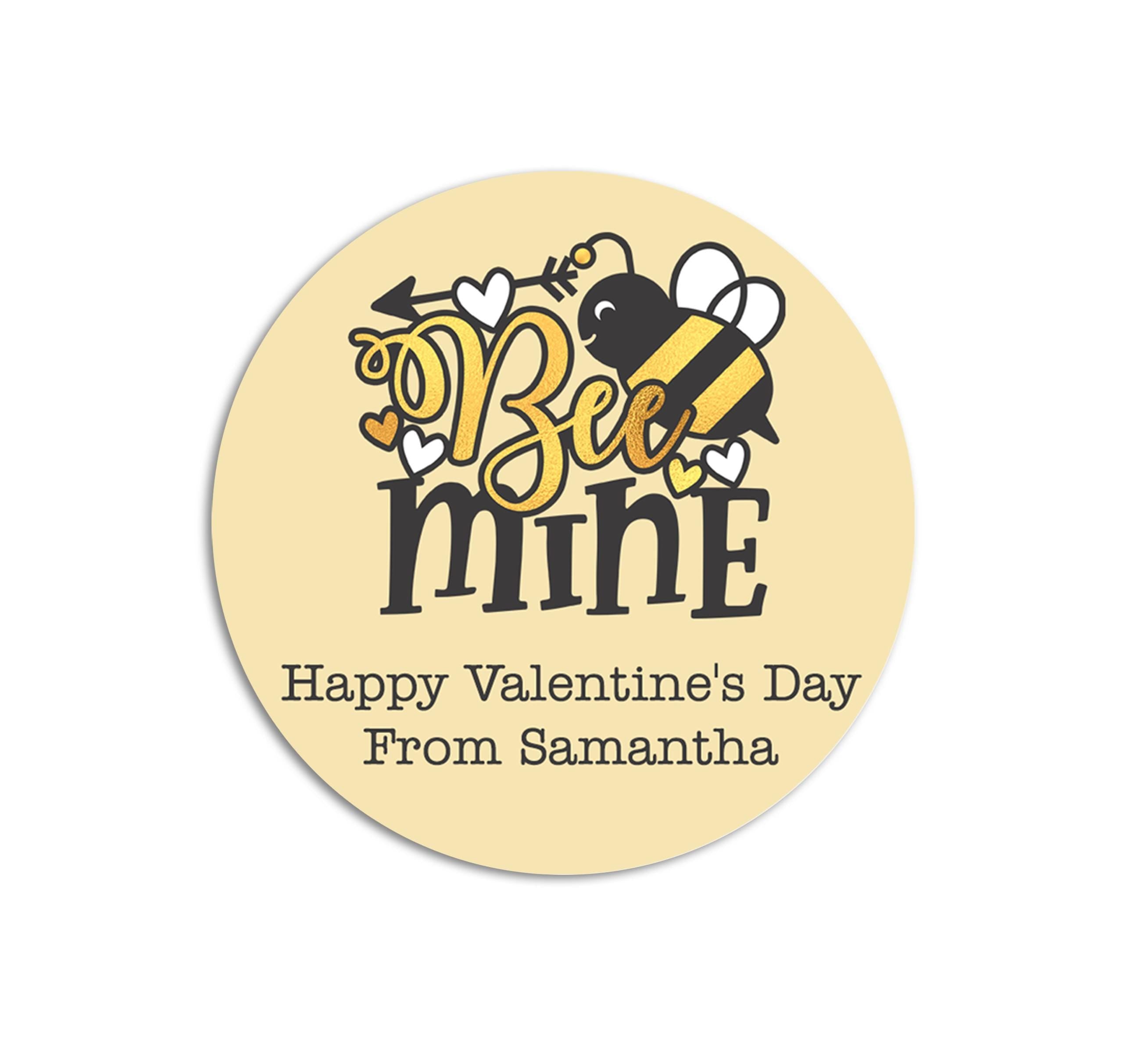 Be Mine Valentines Day Stickers - Personalized Valentine Round Sticker Labels - Classroom Valentines for School