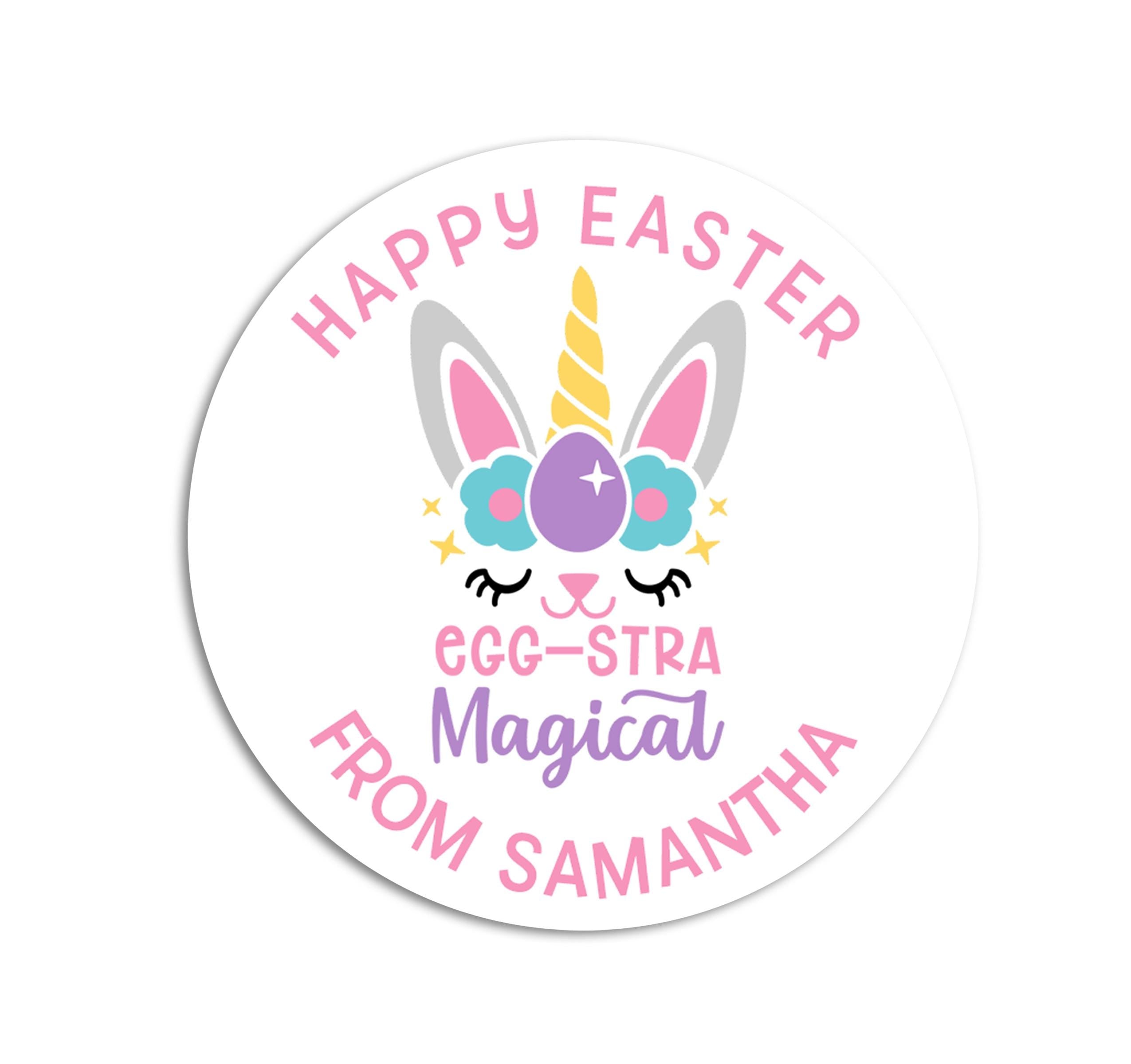 Easter Stickers - Wishing You An EGG-STRA Magical Easter! - Personalized Easter Stickers, Kids Easter Treat Bags, Easter Labels for Favors