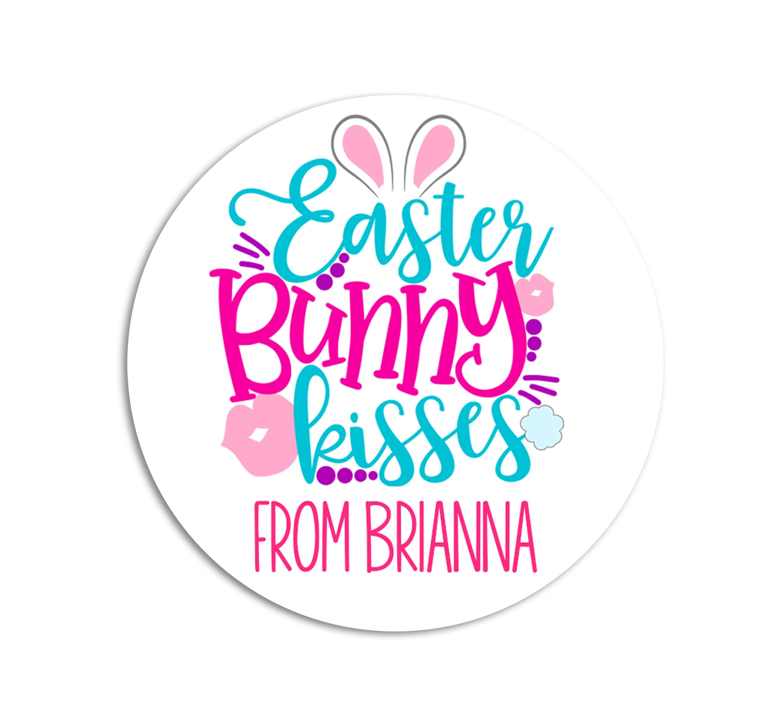 Easter Stickers, Easter Bunny Kisses, Personalized Easter Stickers, Kids Easter Treat Bags, Easter Labels for Favors, Easter Classroom
