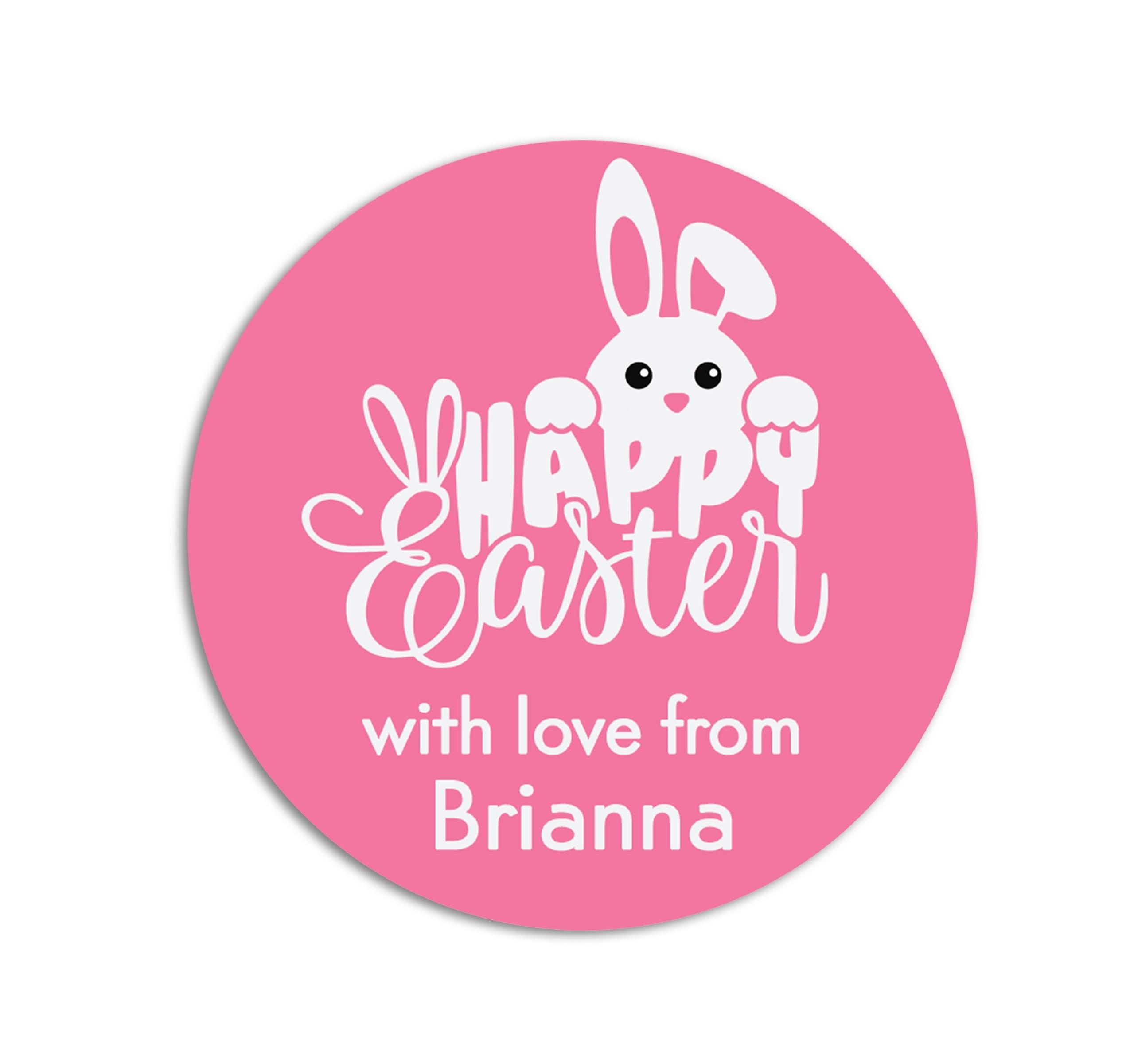 Easter Stickers, Happy Easter Pink Bunny, Personalized Easter Stickers, Kids Easter Treat Bags, Easter Labels for Favors, Easter Classroom