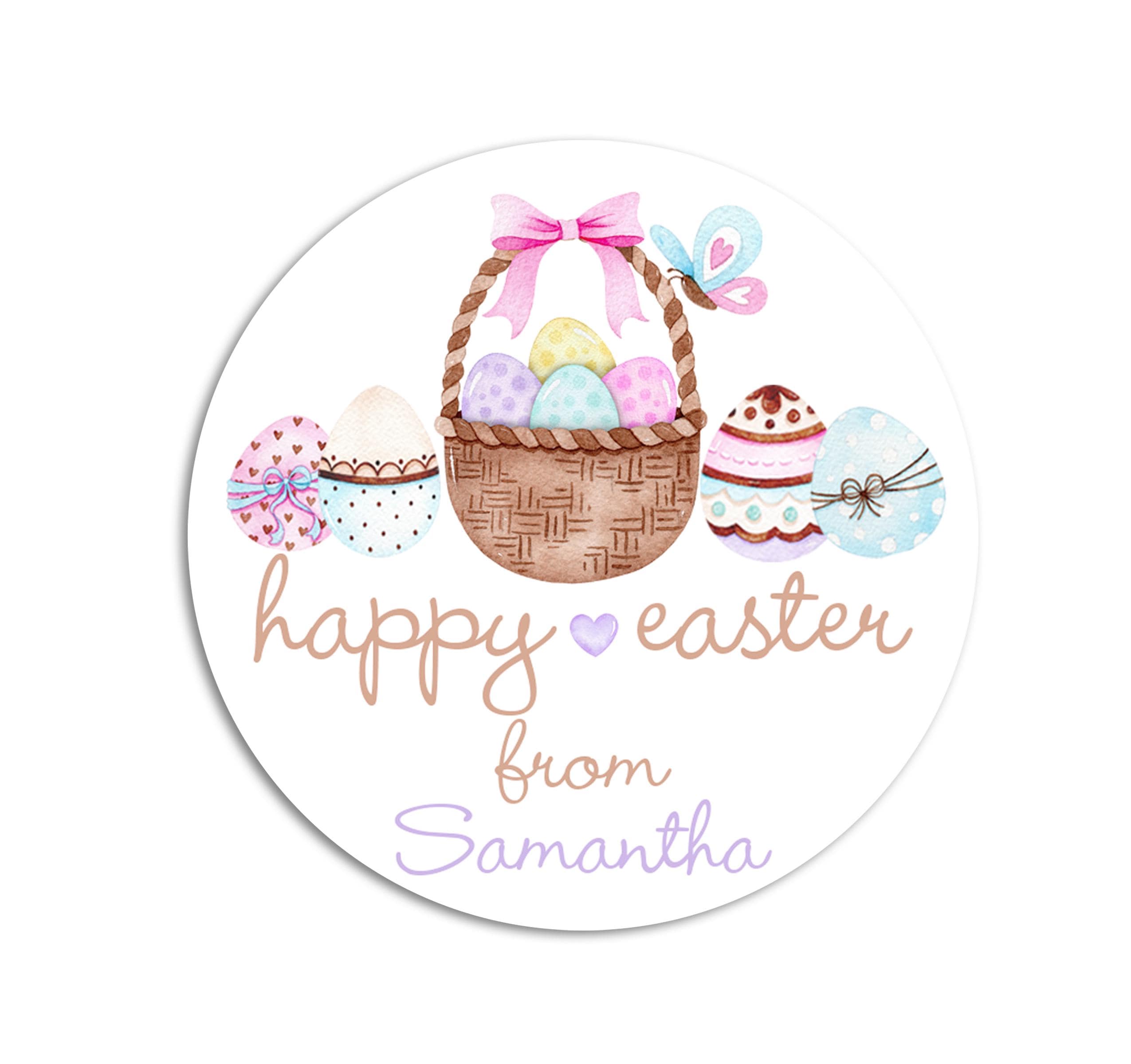 Easter Stickers, Watercolor Easter Egg Basket, Personalized Easter Stickers, Kids Easter Treat Bags, Easter Labels for Favors, Classroom